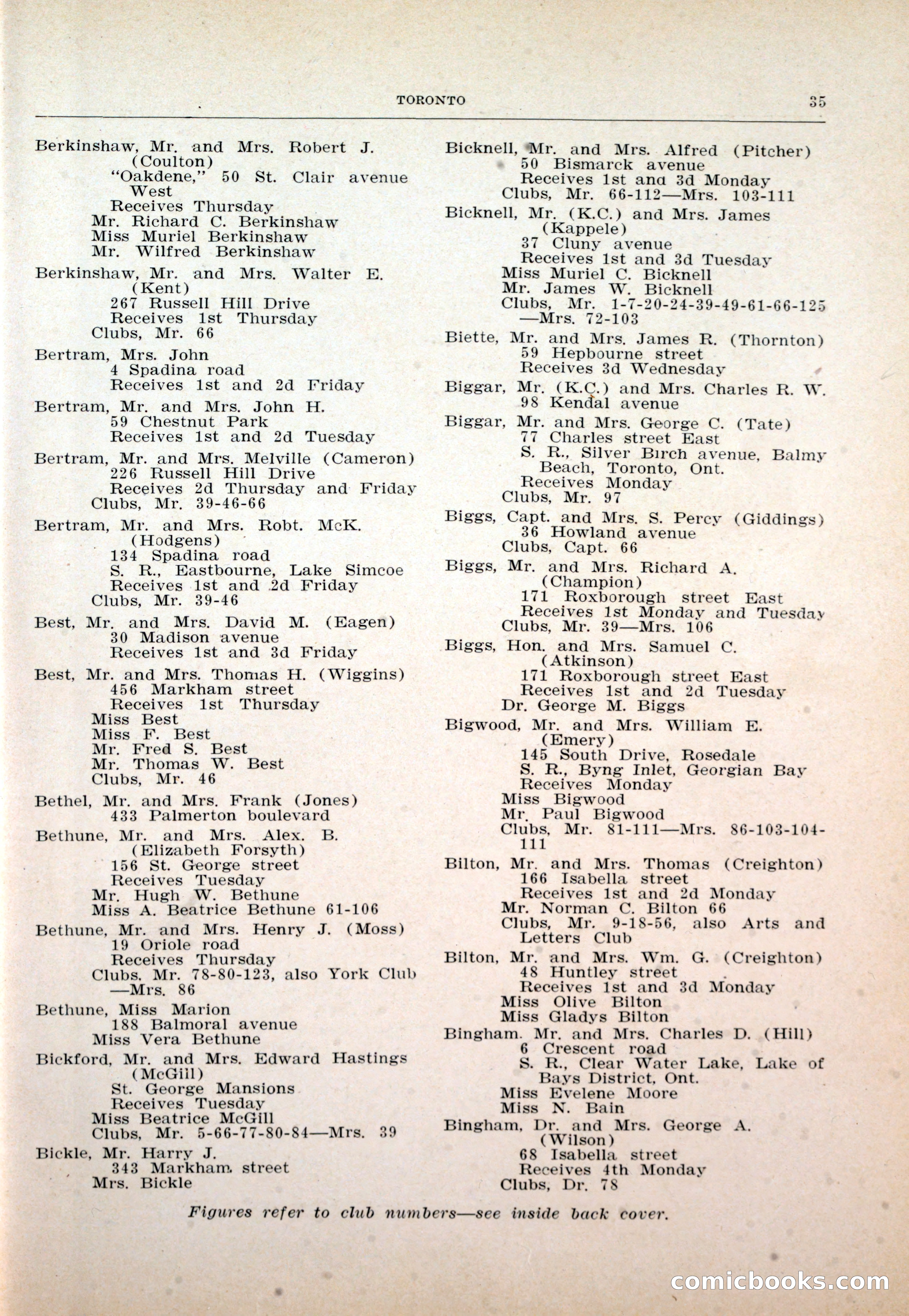 Dau's Blue Book: Toronto and Hamilton Social Directory — page 35 of 214