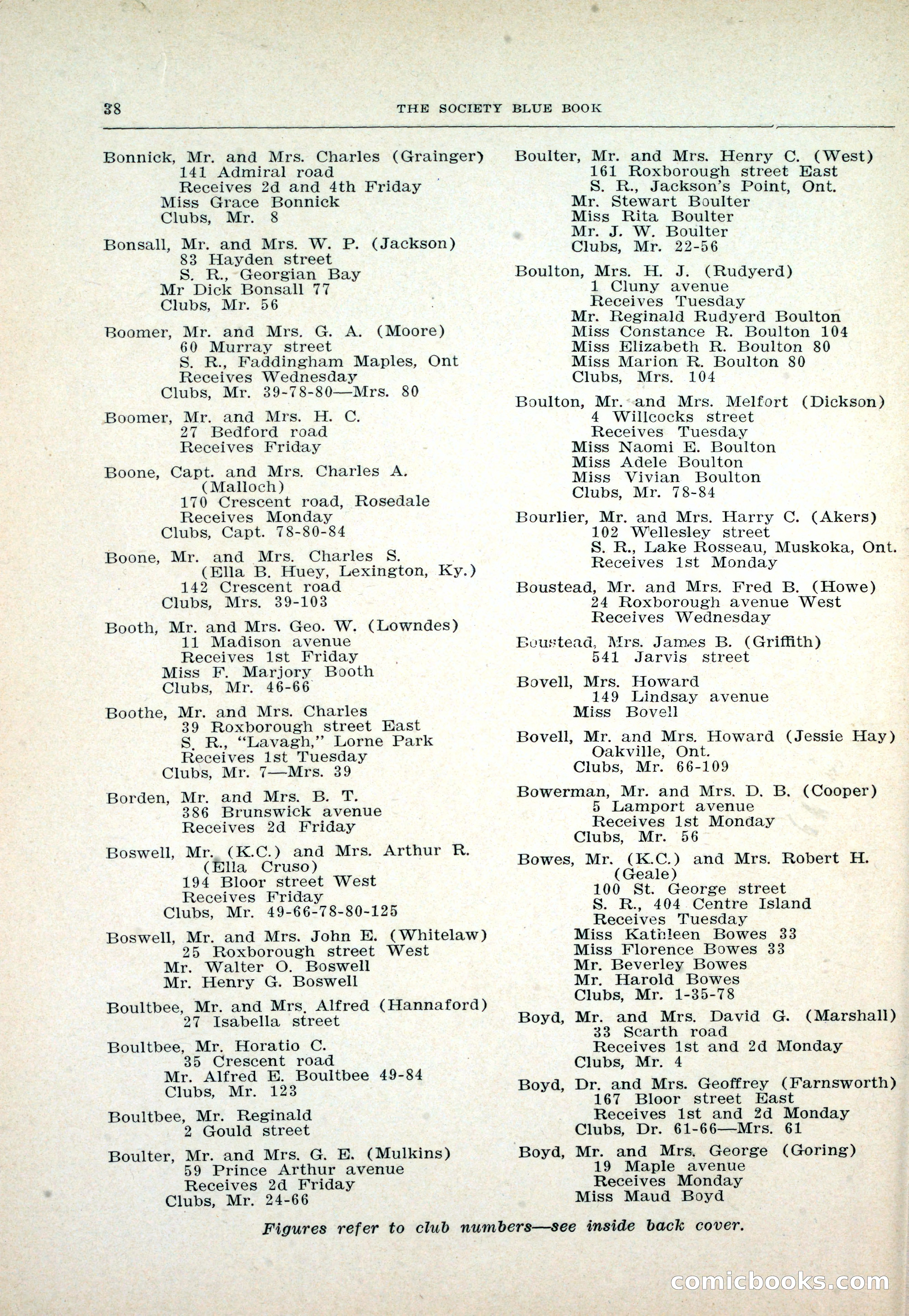 Dau's Blue Book: Toronto and Hamilton Social Directory — page 38 of 214