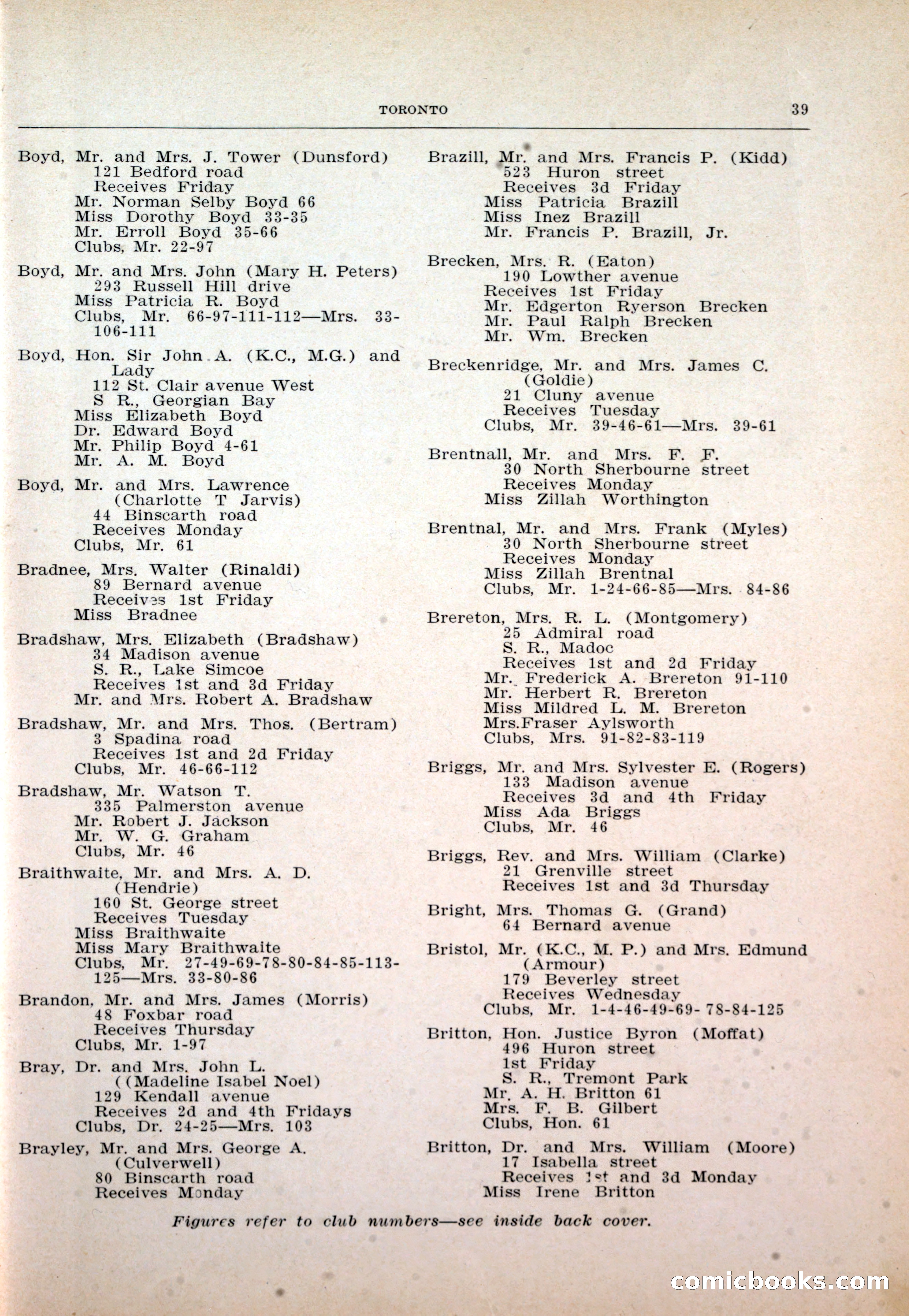 Dau's Blue Book: Toronto and Hamilton Social Directory — page 39 of 214