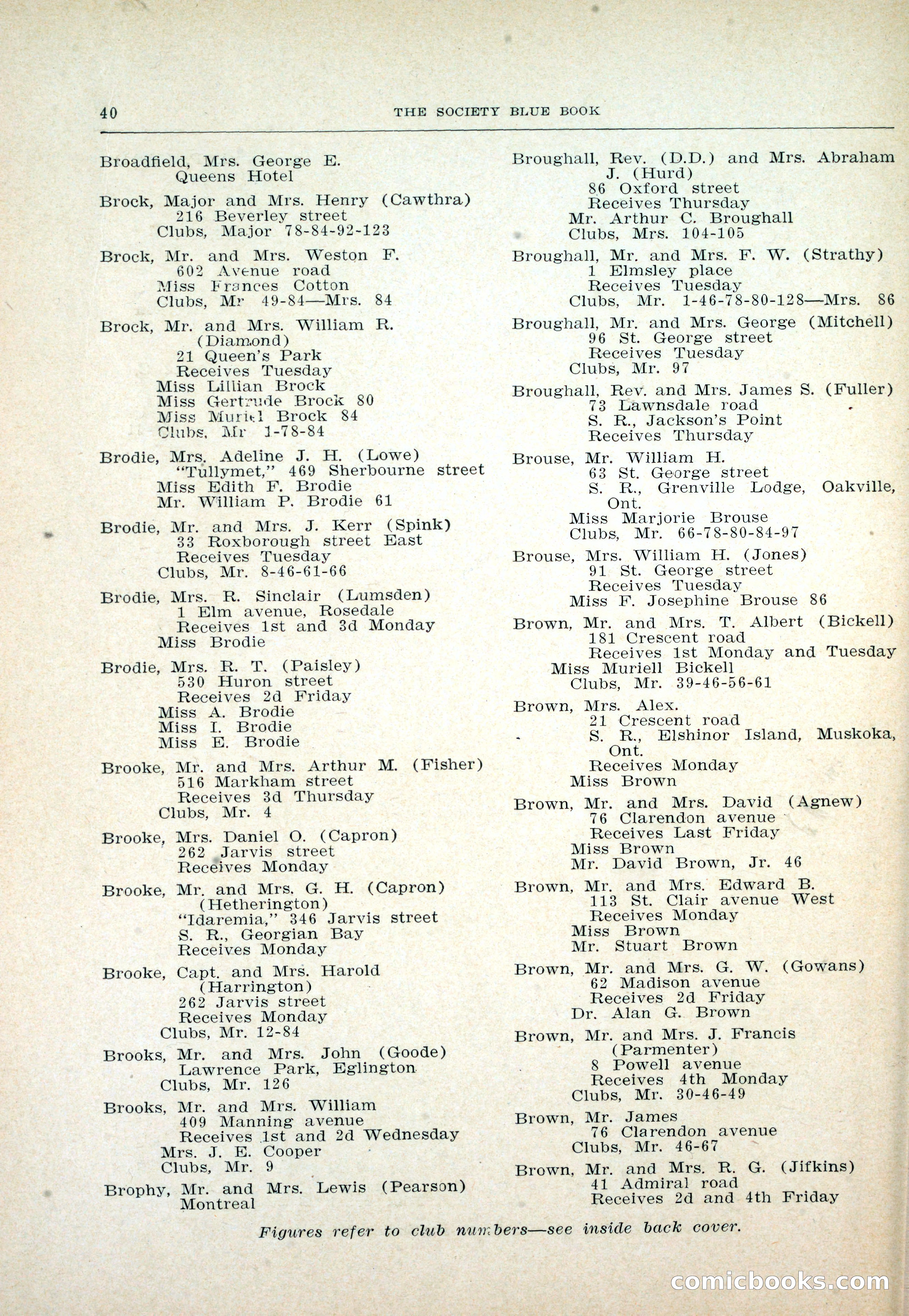 Dau's Blue Book: Toronto and Hamilton Social Directory — page 40 of 214