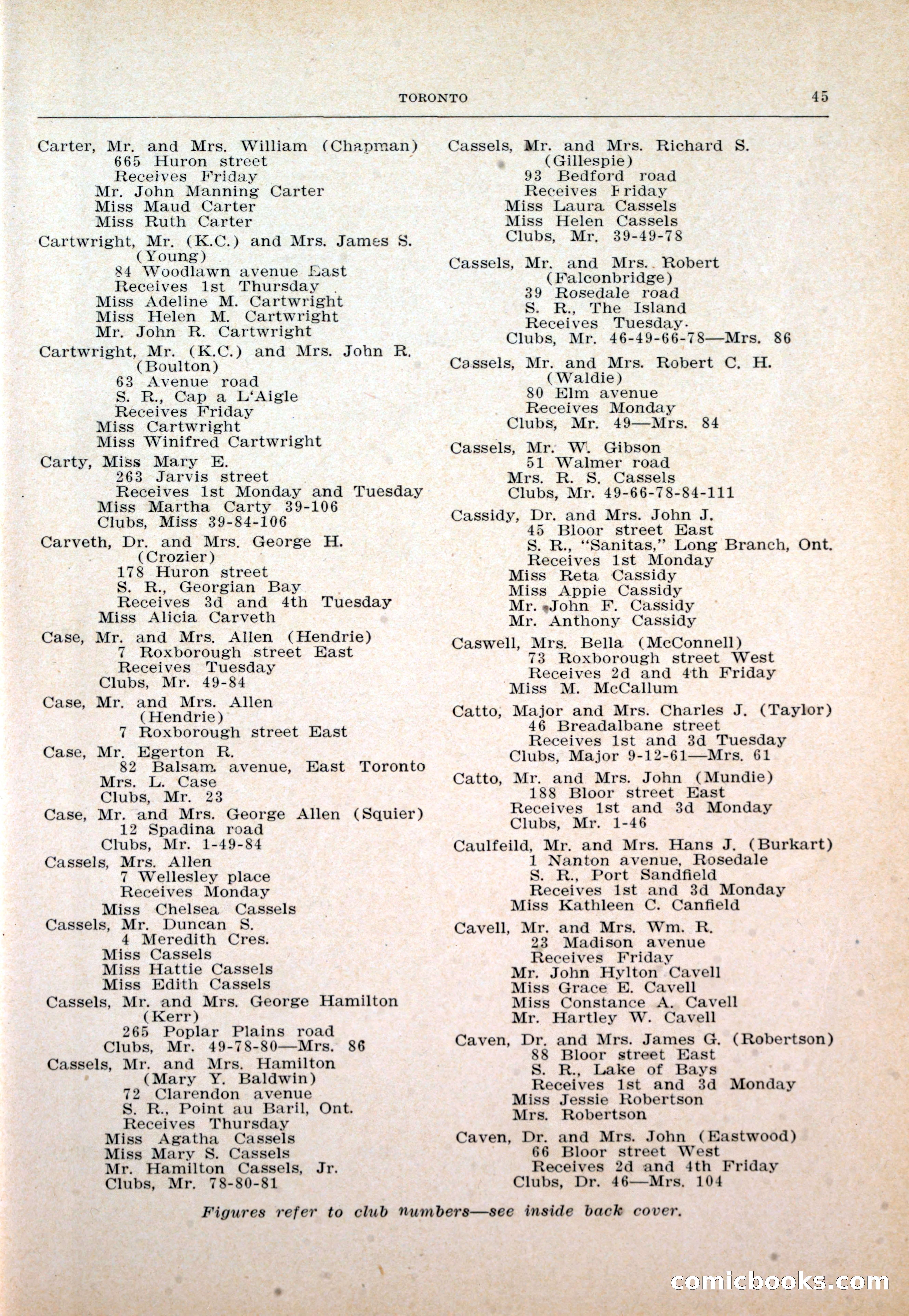 Dau's Blue Book: Toronto and Hamilton Social Directory — page 45 of 214