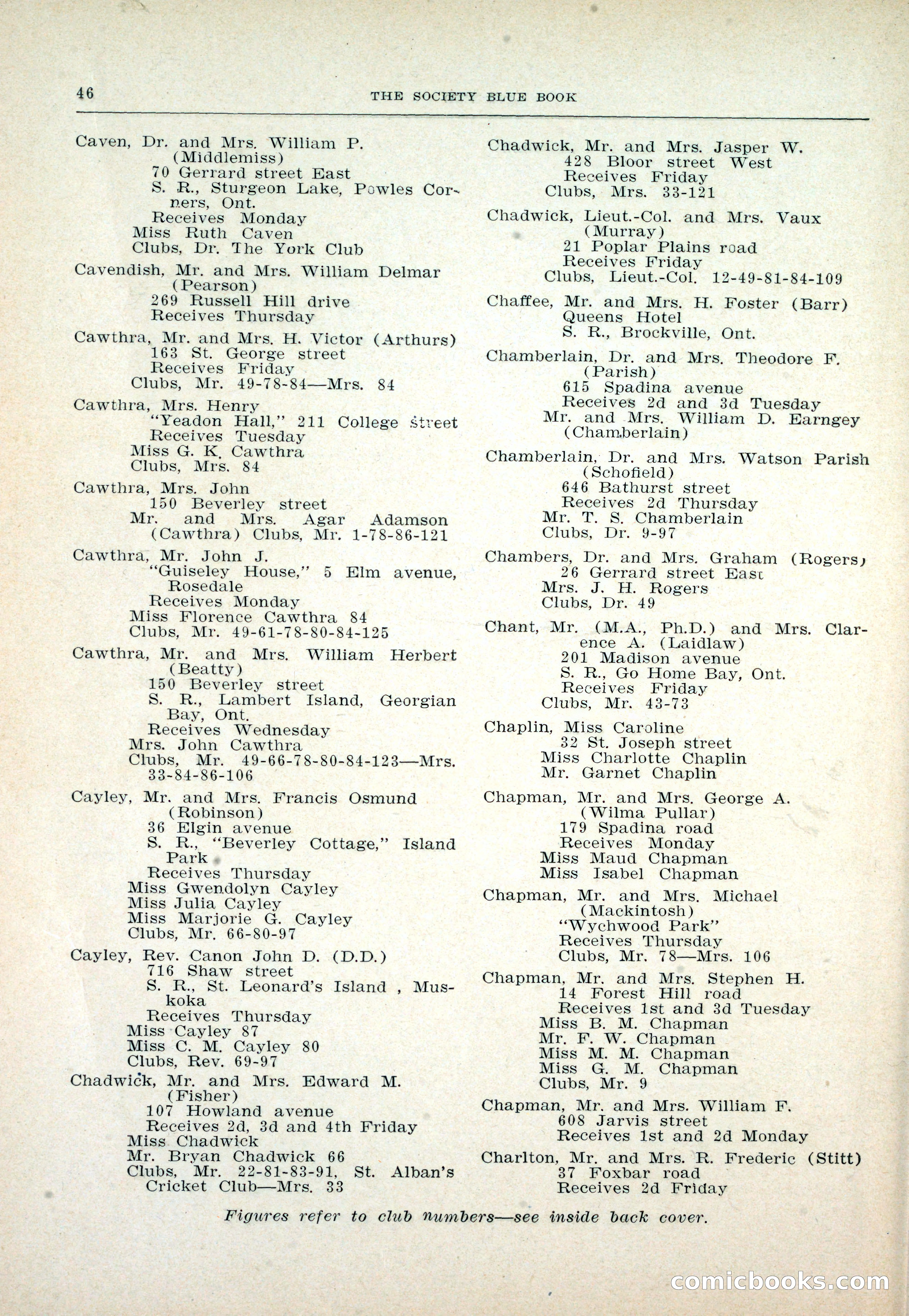 Dau's Blue Book: Toronto and Hamilton Social Directory — page 46 of 214