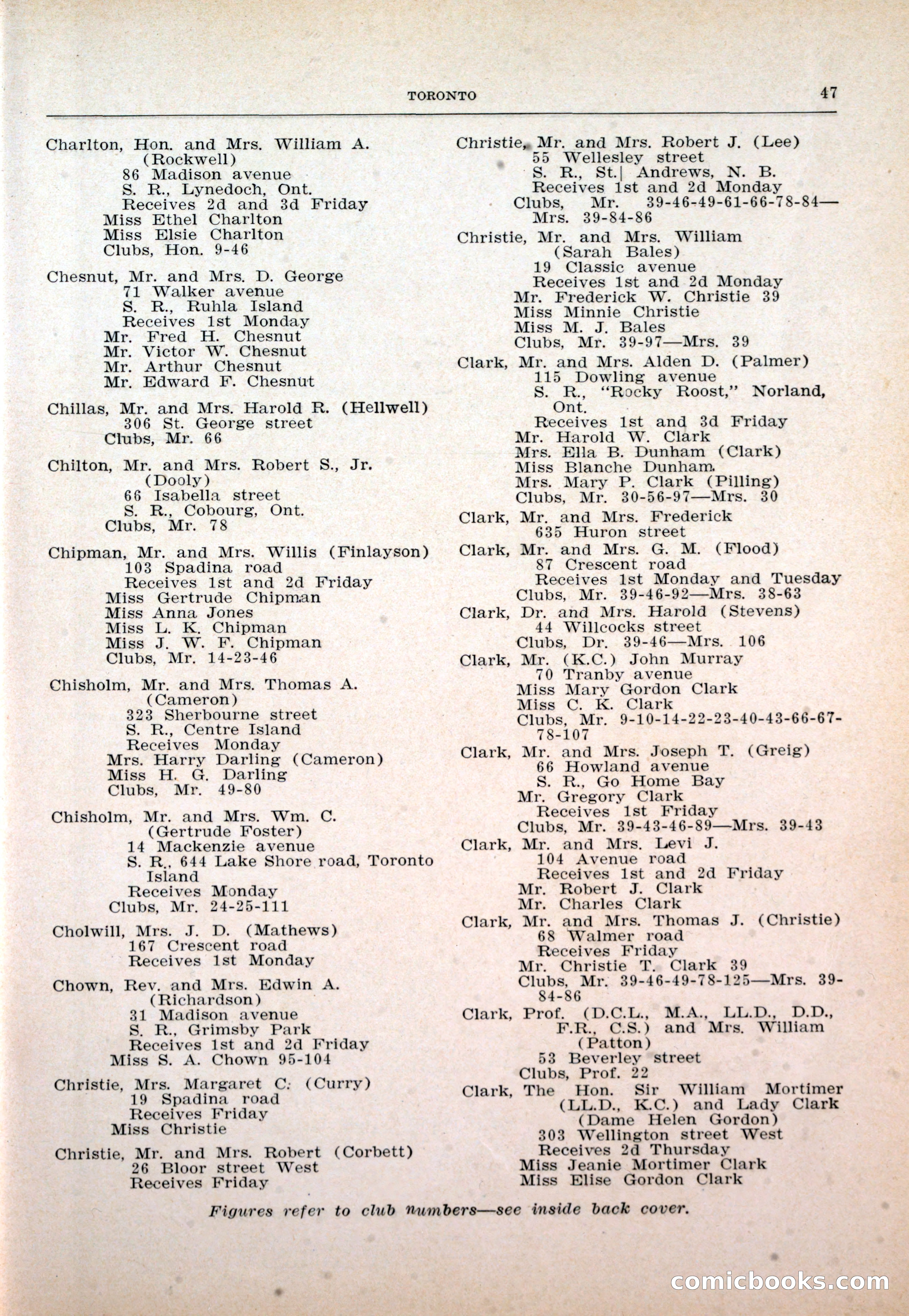 Dau's Blue Book: Toronto and Hamilton Social Directory — page 47 of 214