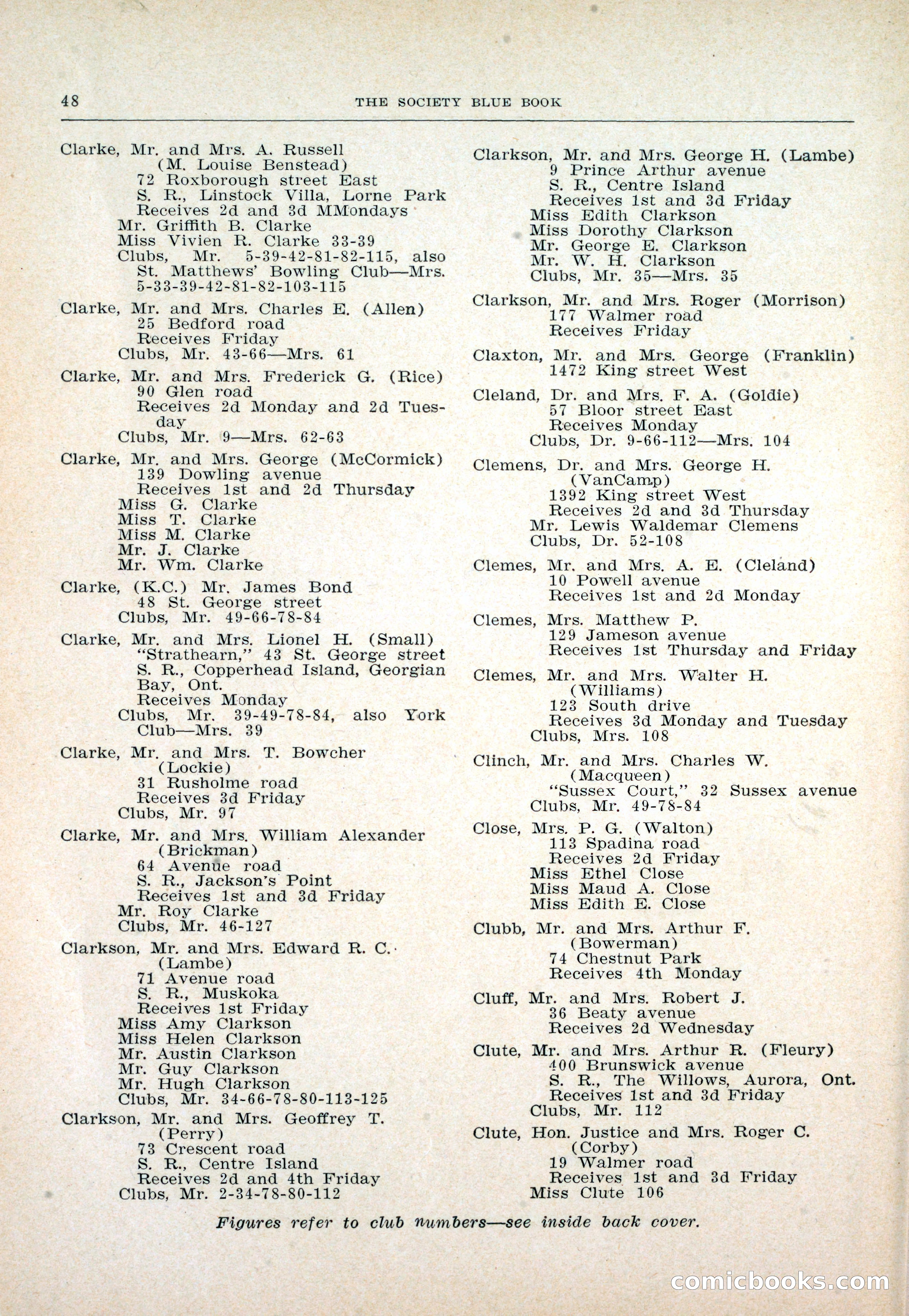 Dau's Blue Book: Toronto and Hamilton Social Directory — page 48 of 214