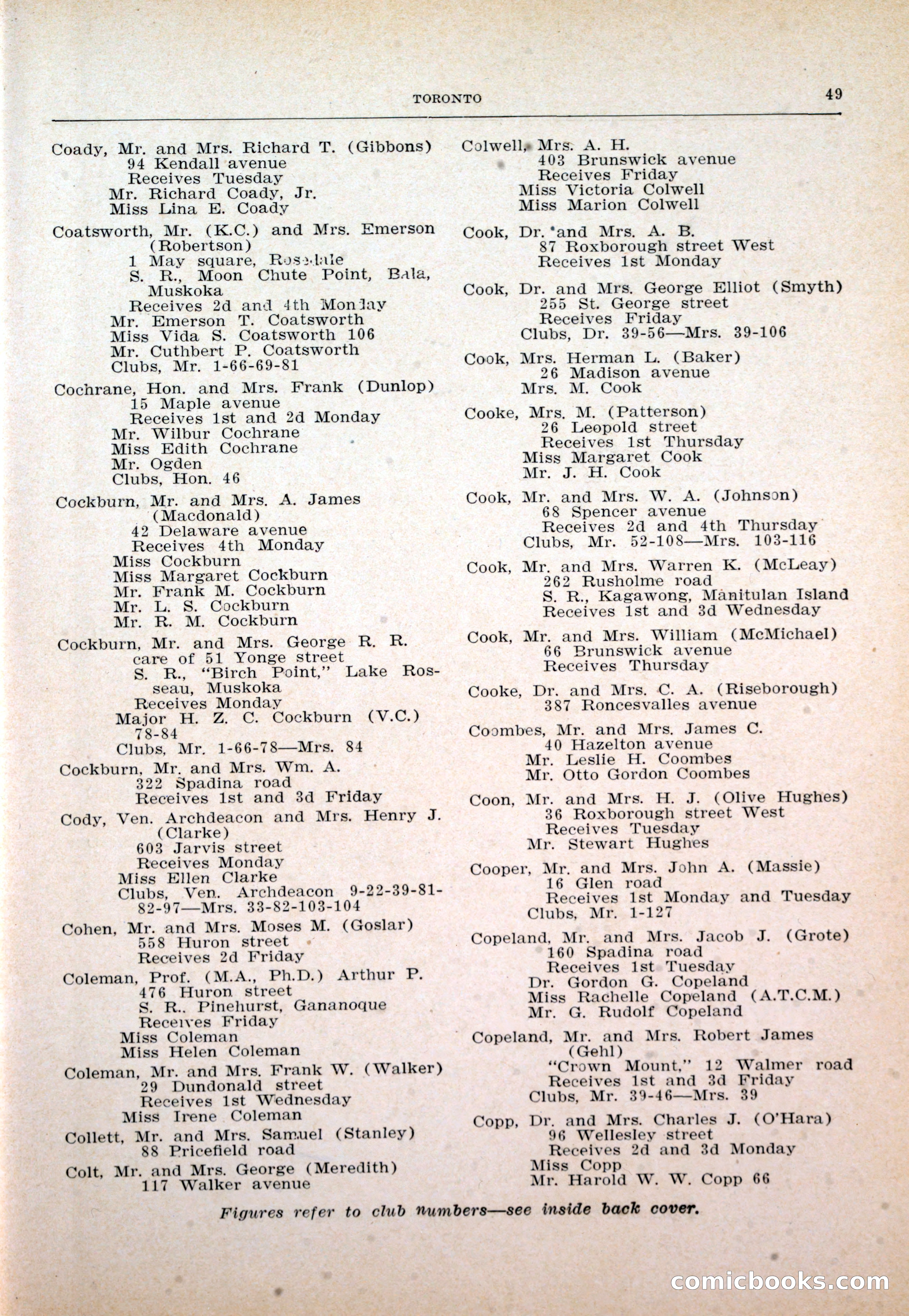 Dau's Blue Book: Toronto and Hamilton Social Directory — page 49 of 214