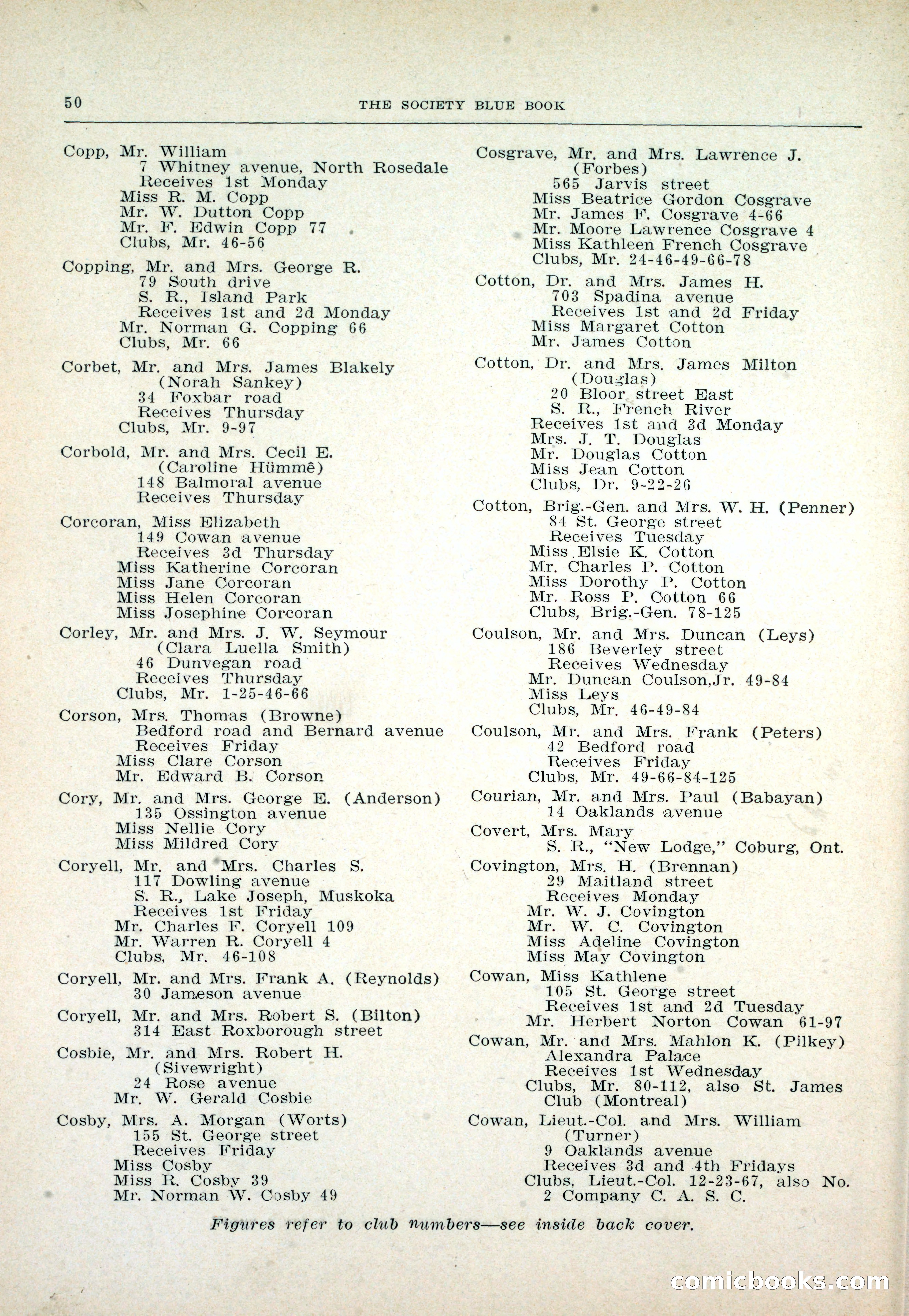 Dau's Blue Book: Toronto and Hamilton Social Directory — page 50 of 214