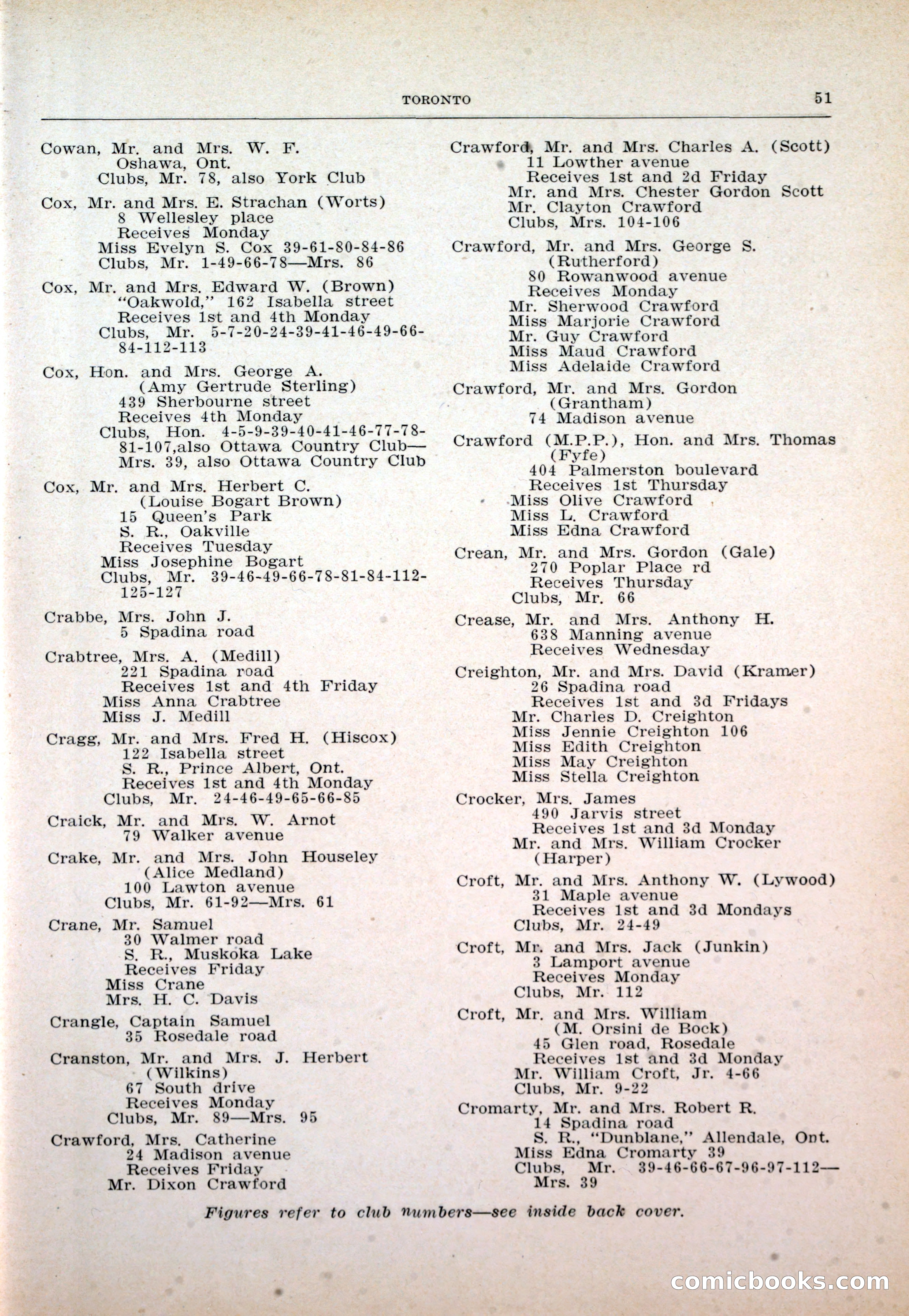 Dau's Blue Book: Toronto and Hamilton Social Directory — page 51 of 214
