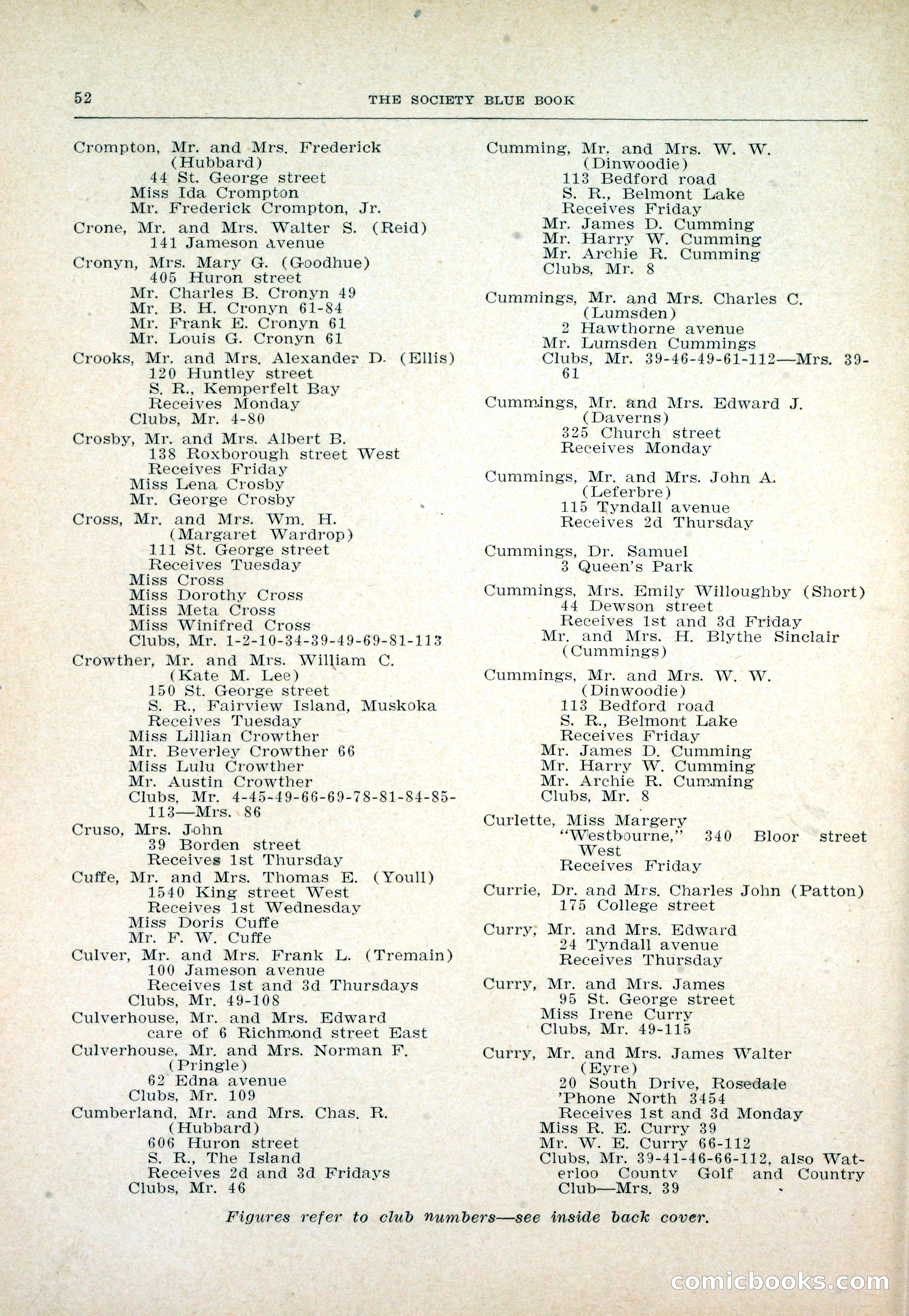 Dau's Blue Book: Toronto and Hamilton Social Directory — page 52 of 214