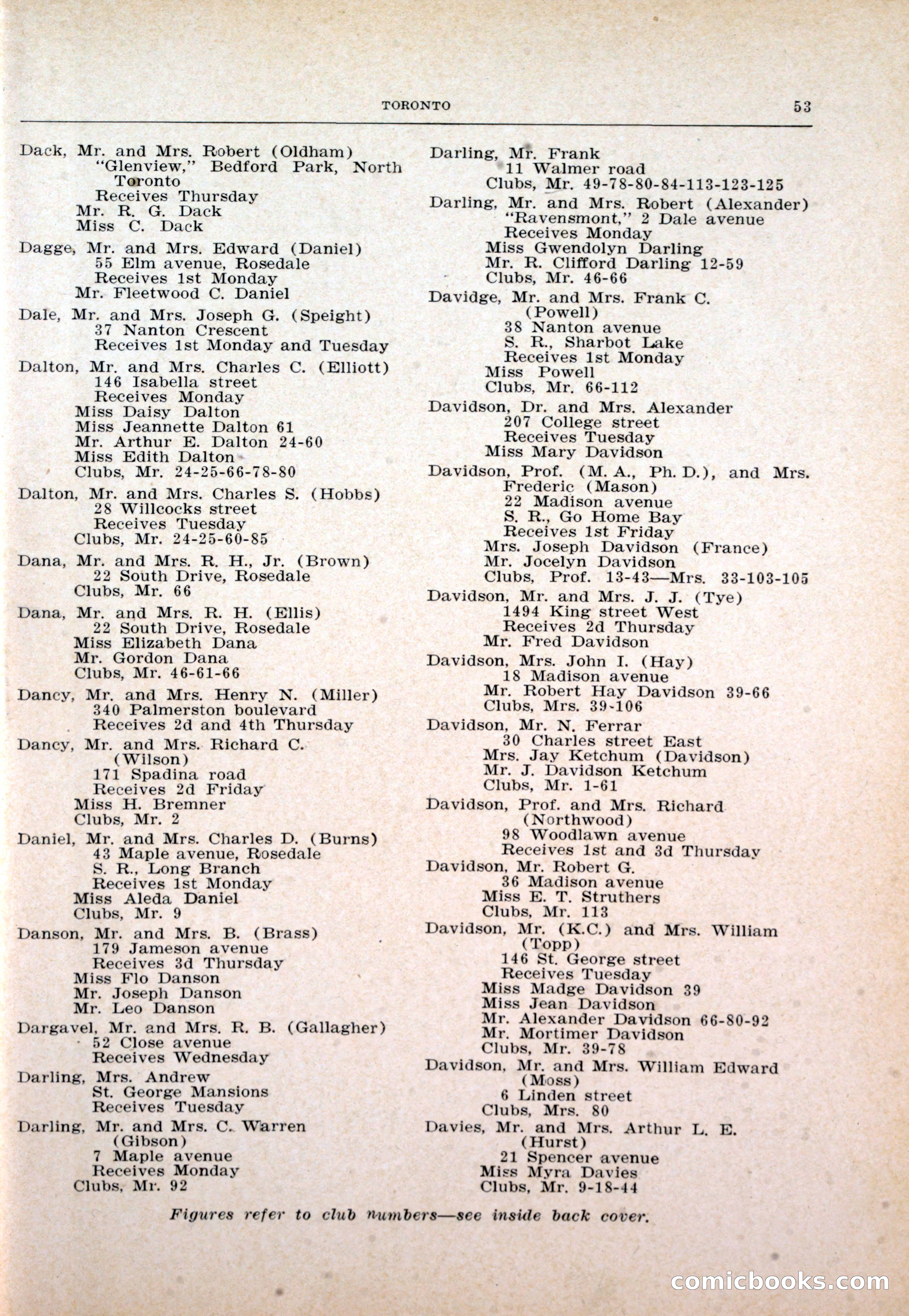 Dau's Blue Book: Toronto and Hamilton Social Directory — page 53 of 214