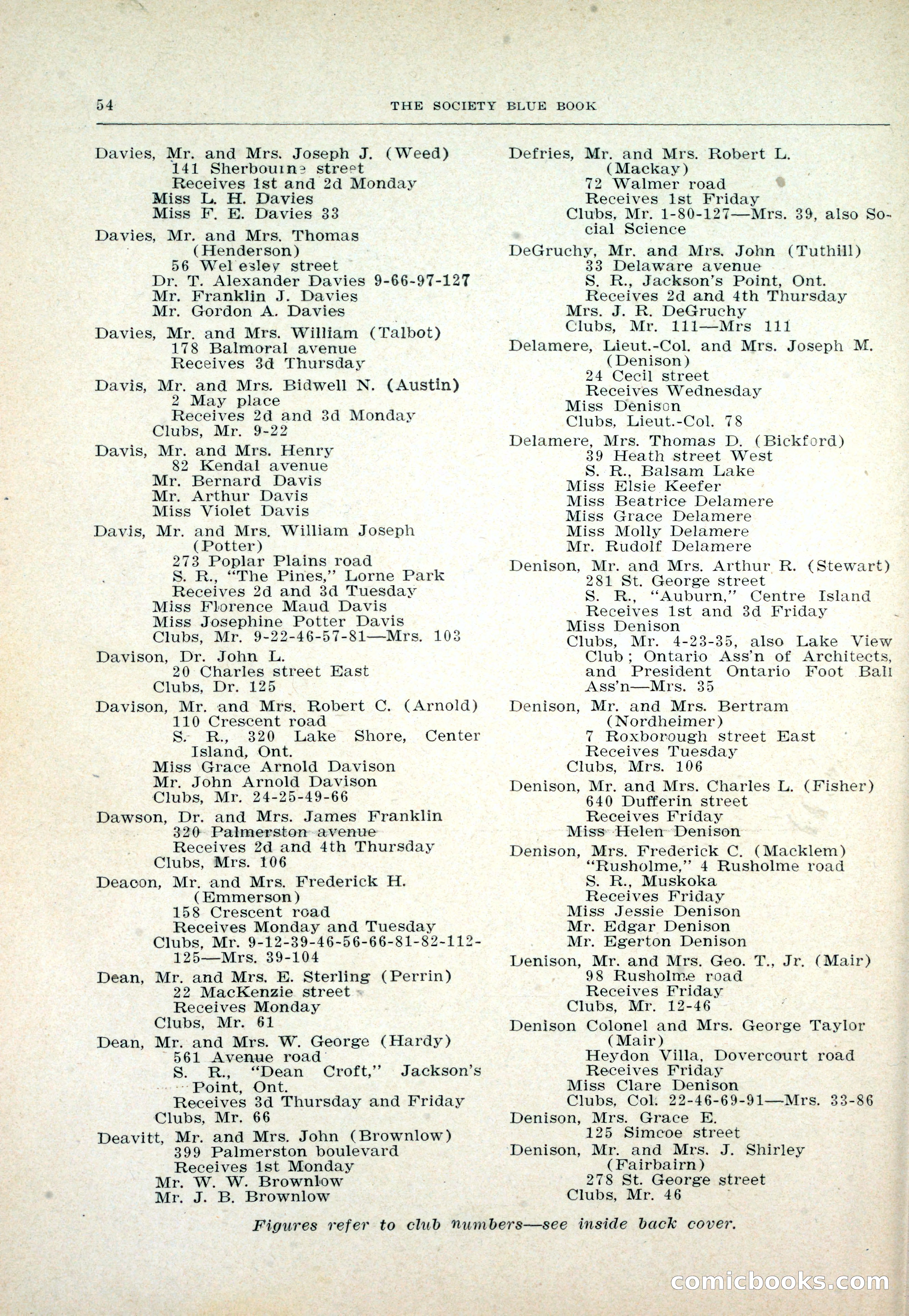 Dau's Blue Book: Toronto and Hamilton Social Directory — page 54 of 214