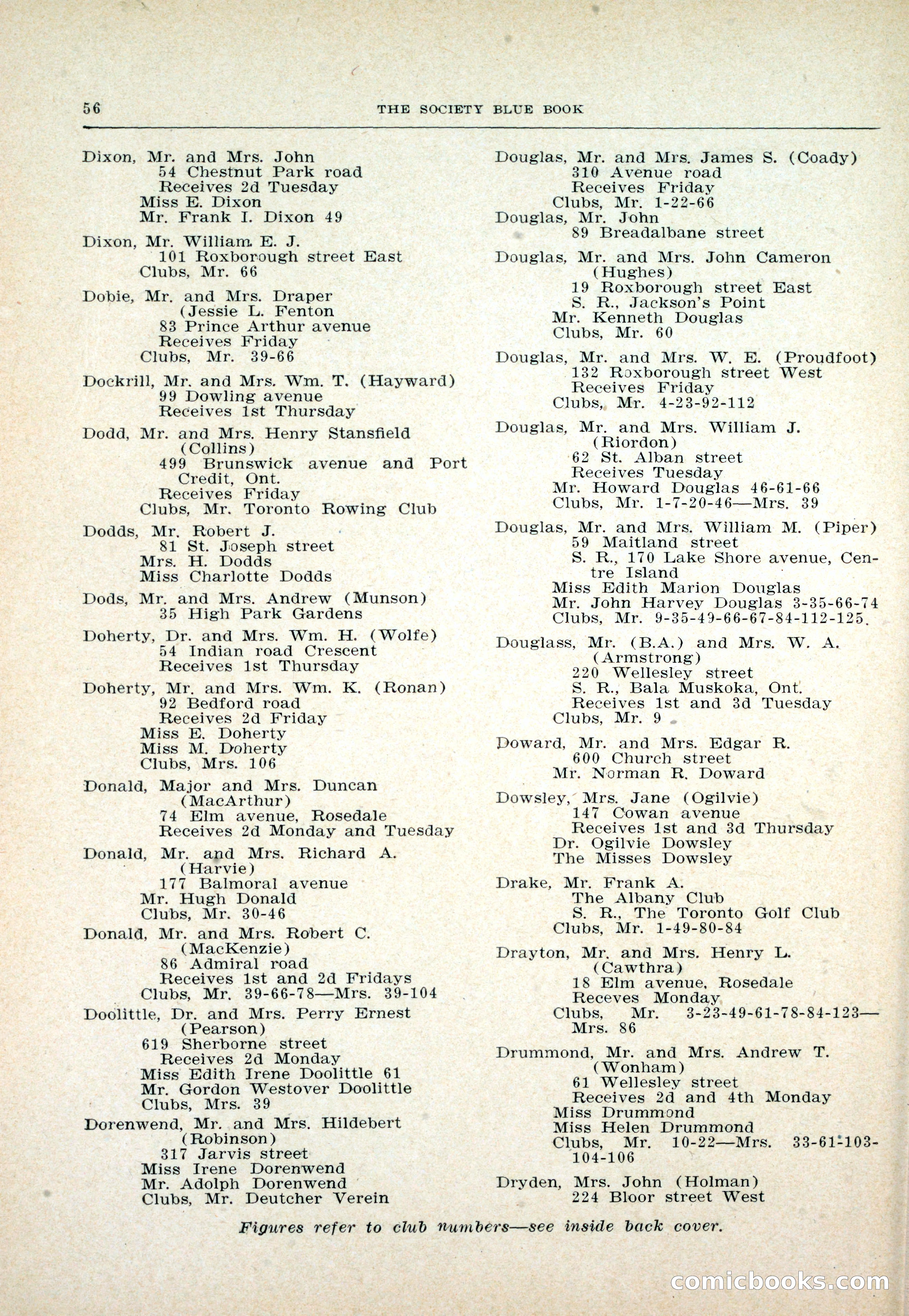 Dau's Blue Book: Toronto and Hamilton Social Directory — page 56 of 214