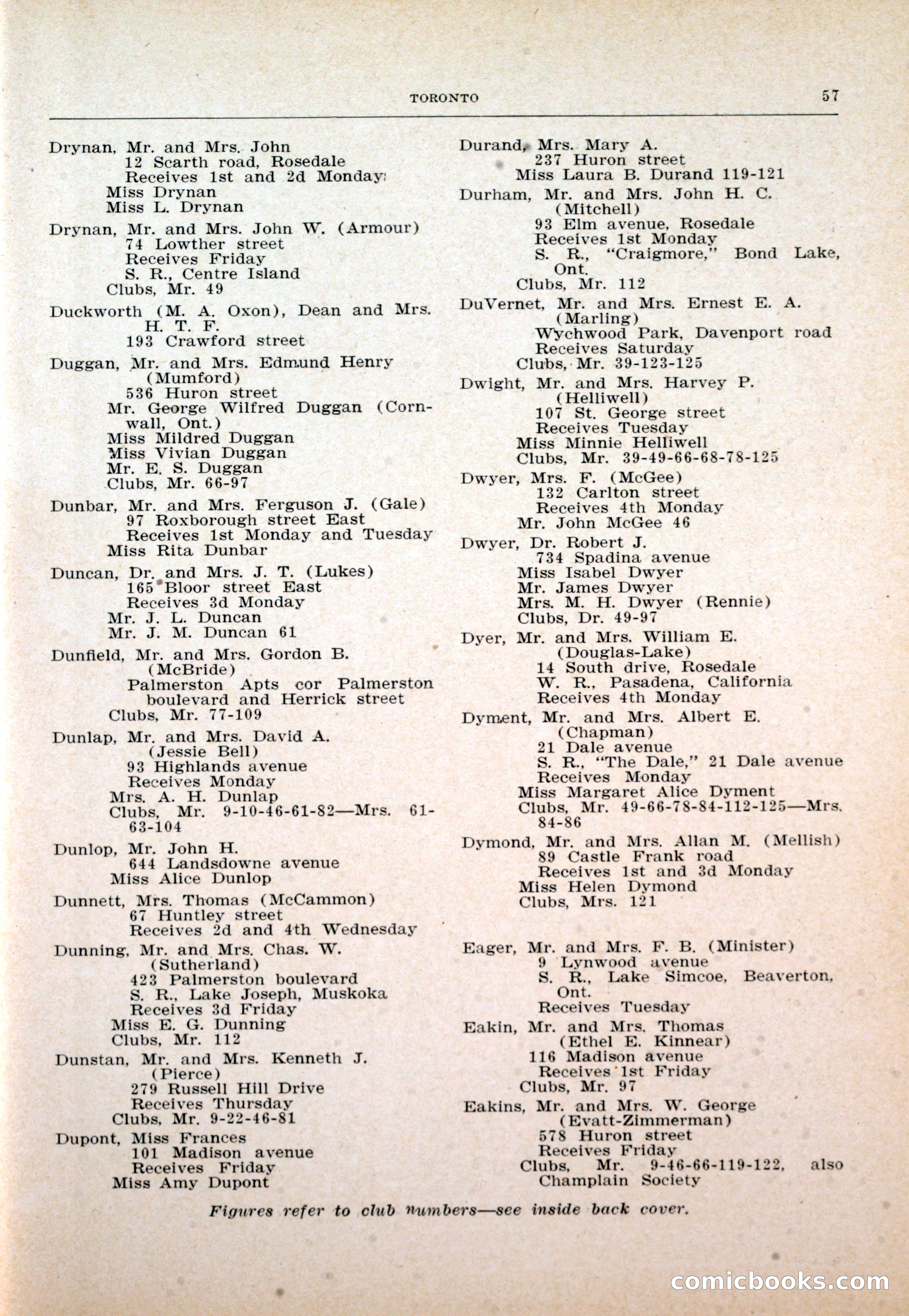 Dau's Blue Book: Toronto and Hamilton Social Directory — page 57 of 214