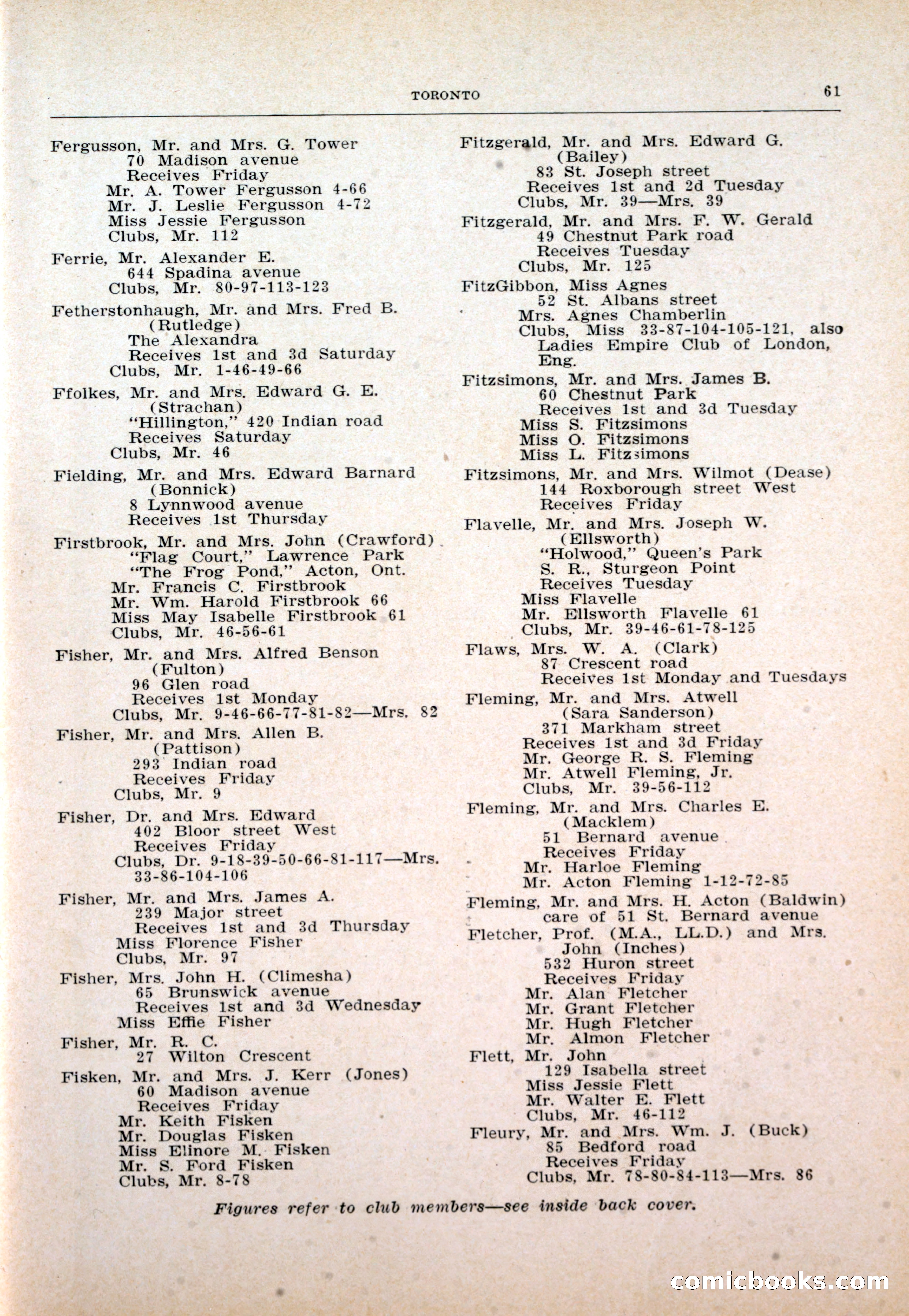 Dau's Blue Book: Toronto and Hamilton Social Directory — page 61 of 214