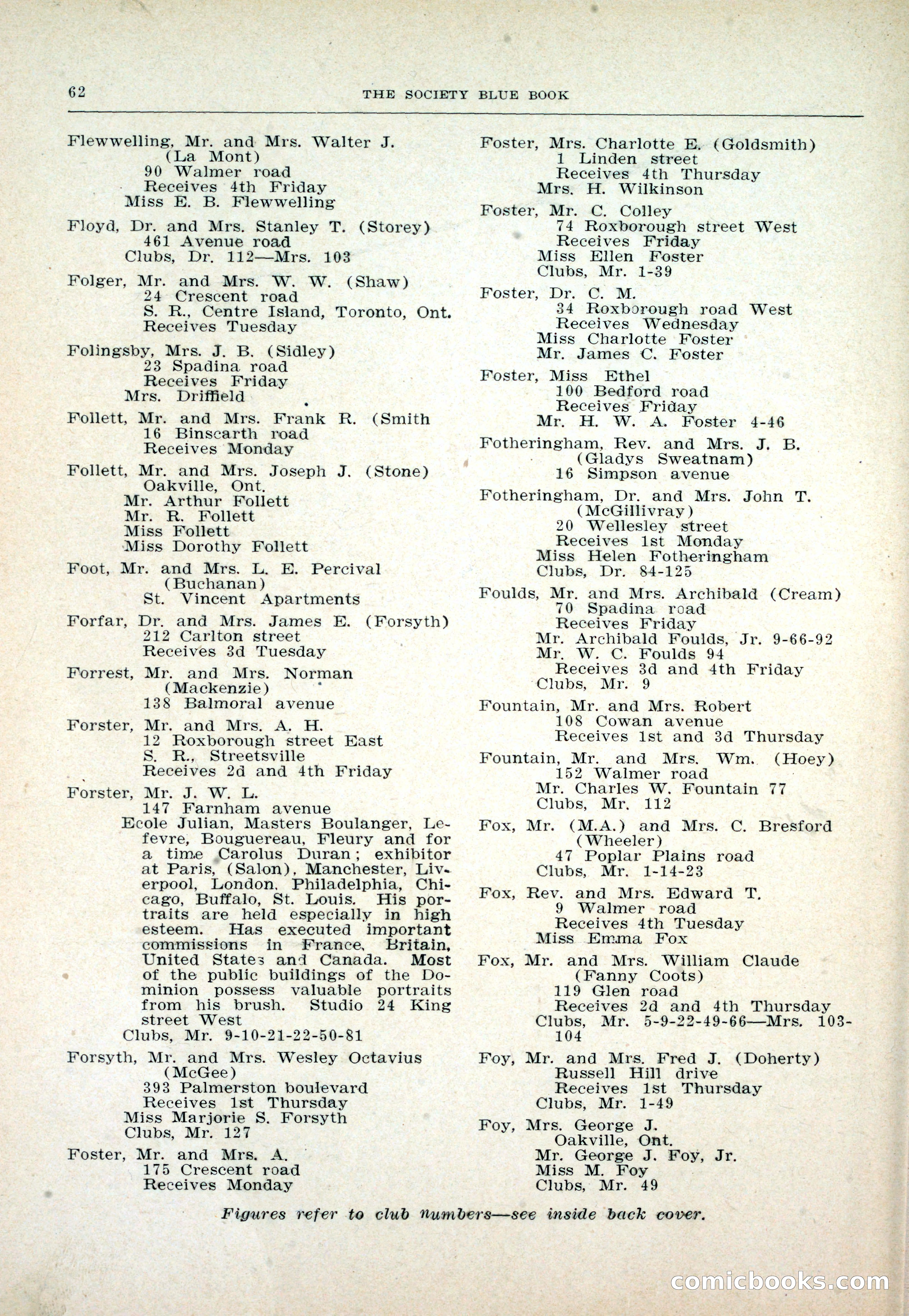 Dau's Blue Book: Toronto and Hamilton Social Directory — page 62 of 214