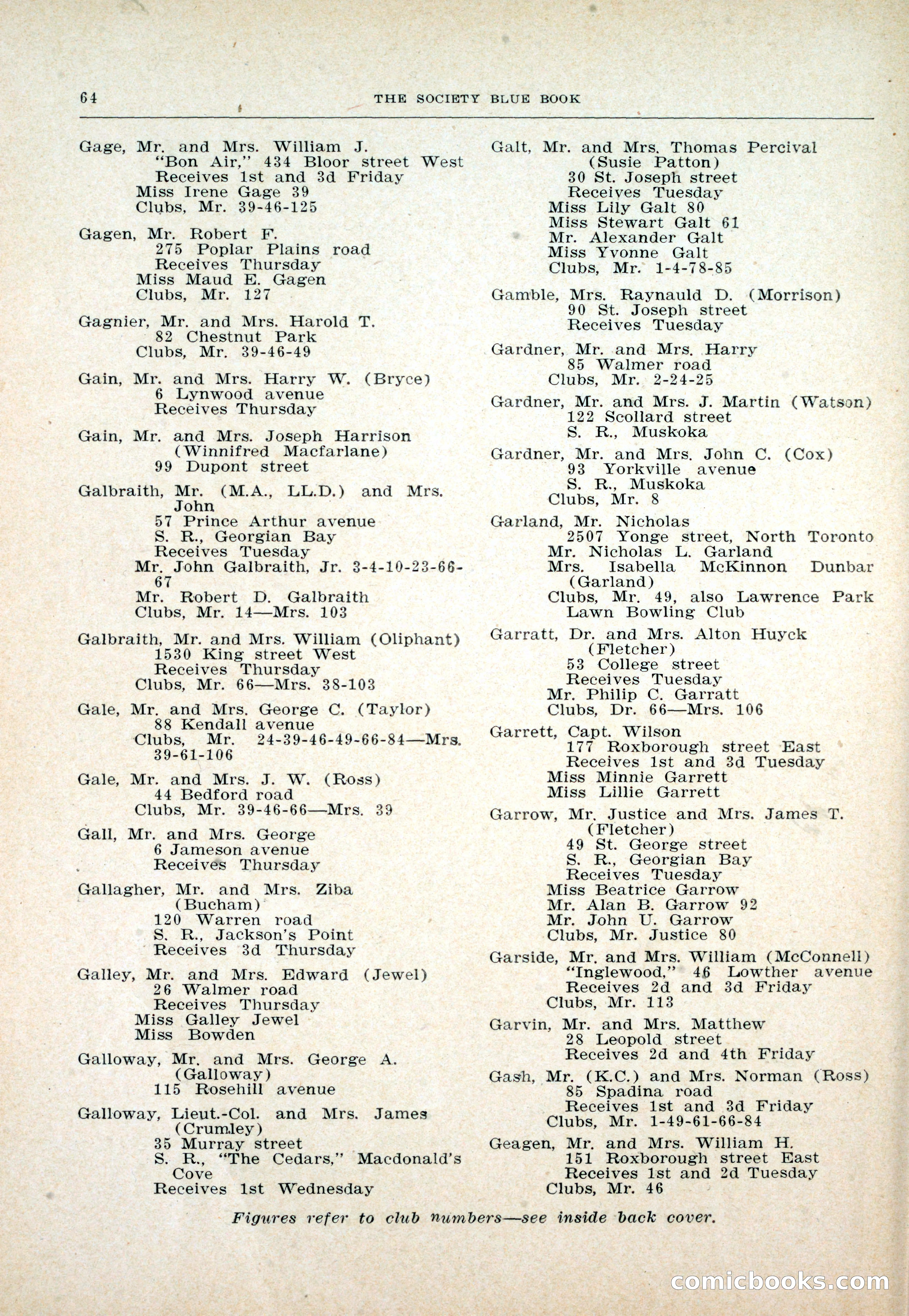 Dau's Blue Book: Toronto and Hamilton Social Directory — page 64 of 214