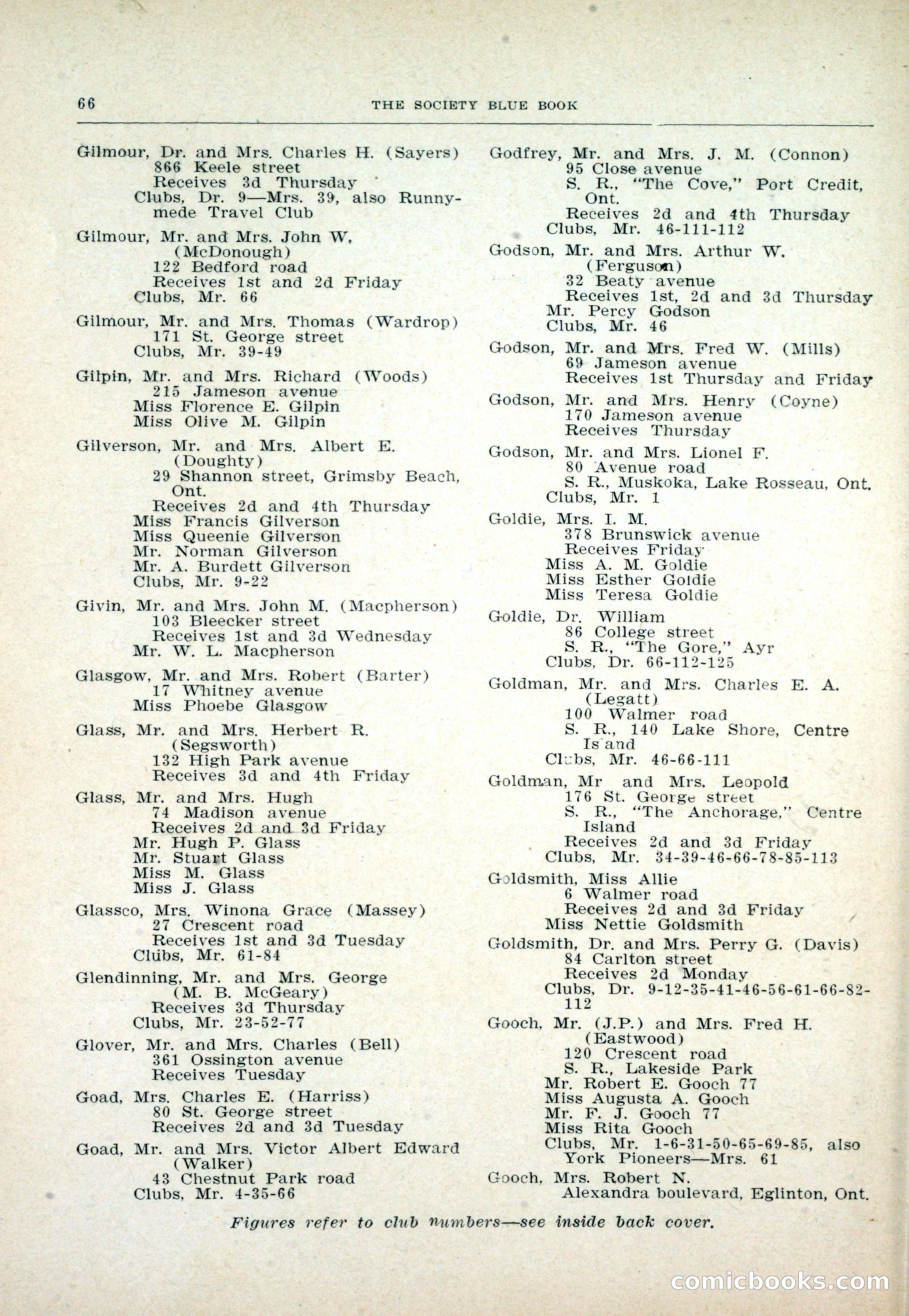 Dau's Blue Book: Toronto and Hamilton Social Directory — page 66 of 214