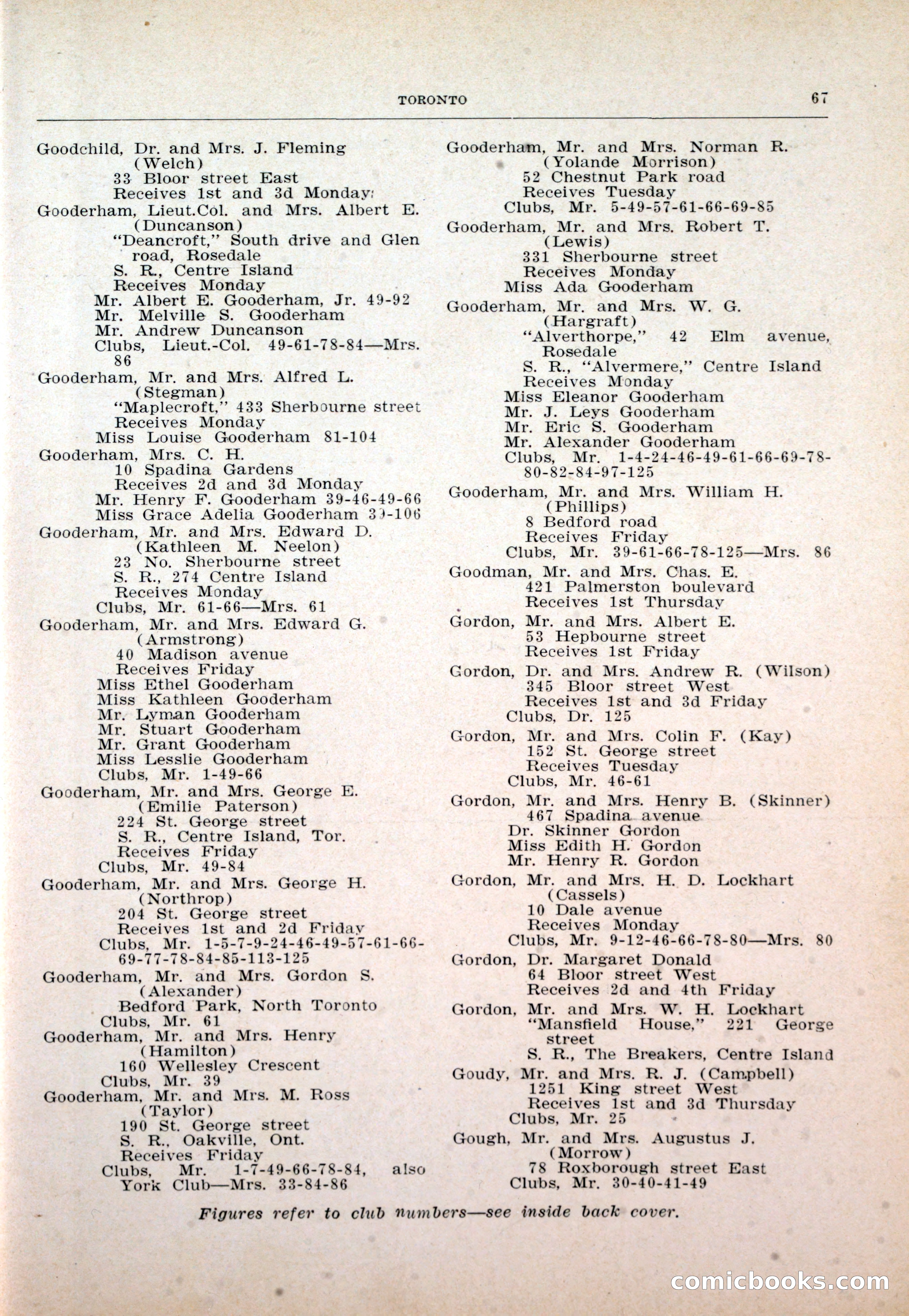 Dau's Blue Book: Toronto and Hamilton Social Directory — page 67 of 214
