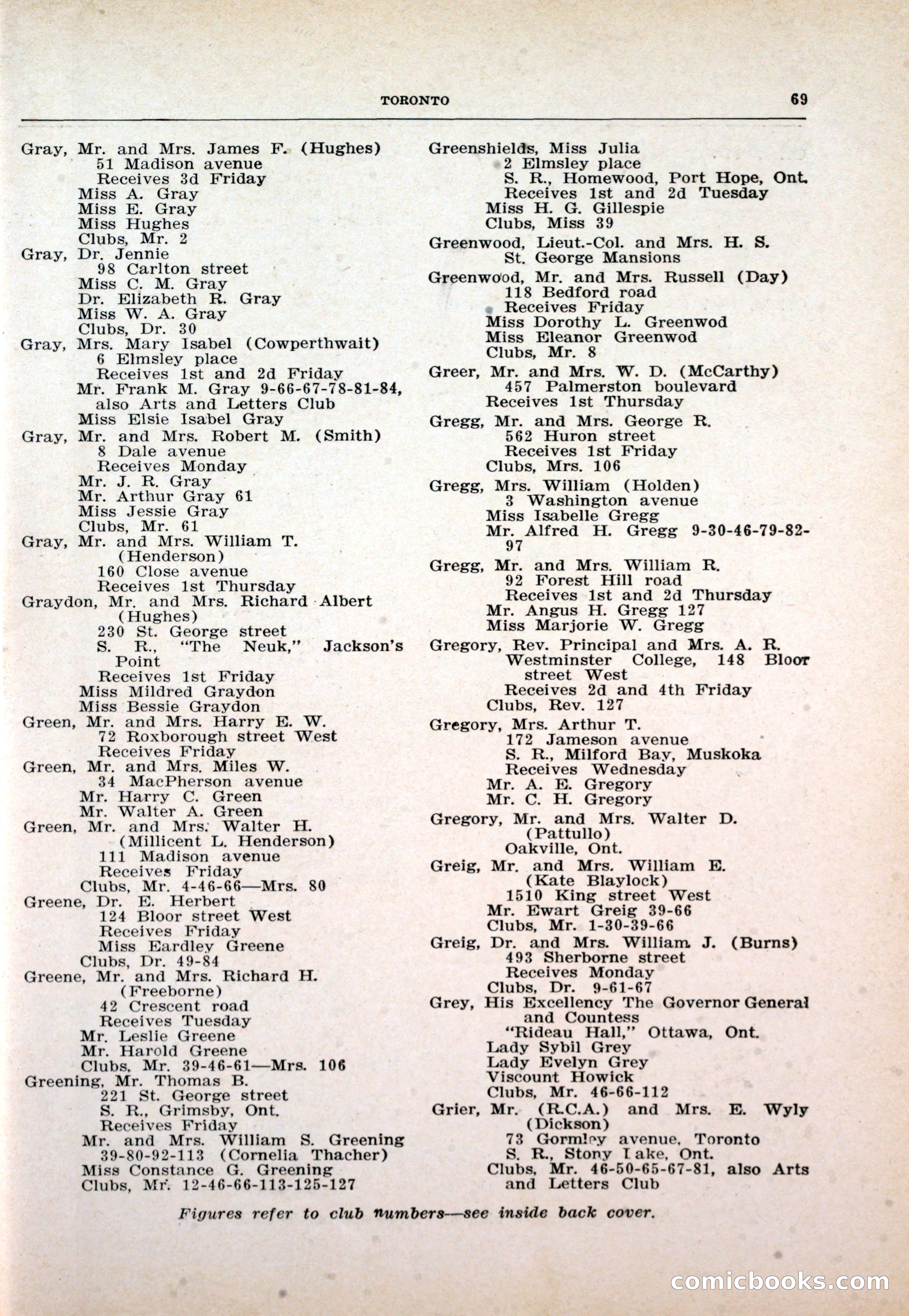 Dau's Blue Book: Toronto and Hamilton Social Directory — page 69 of 214