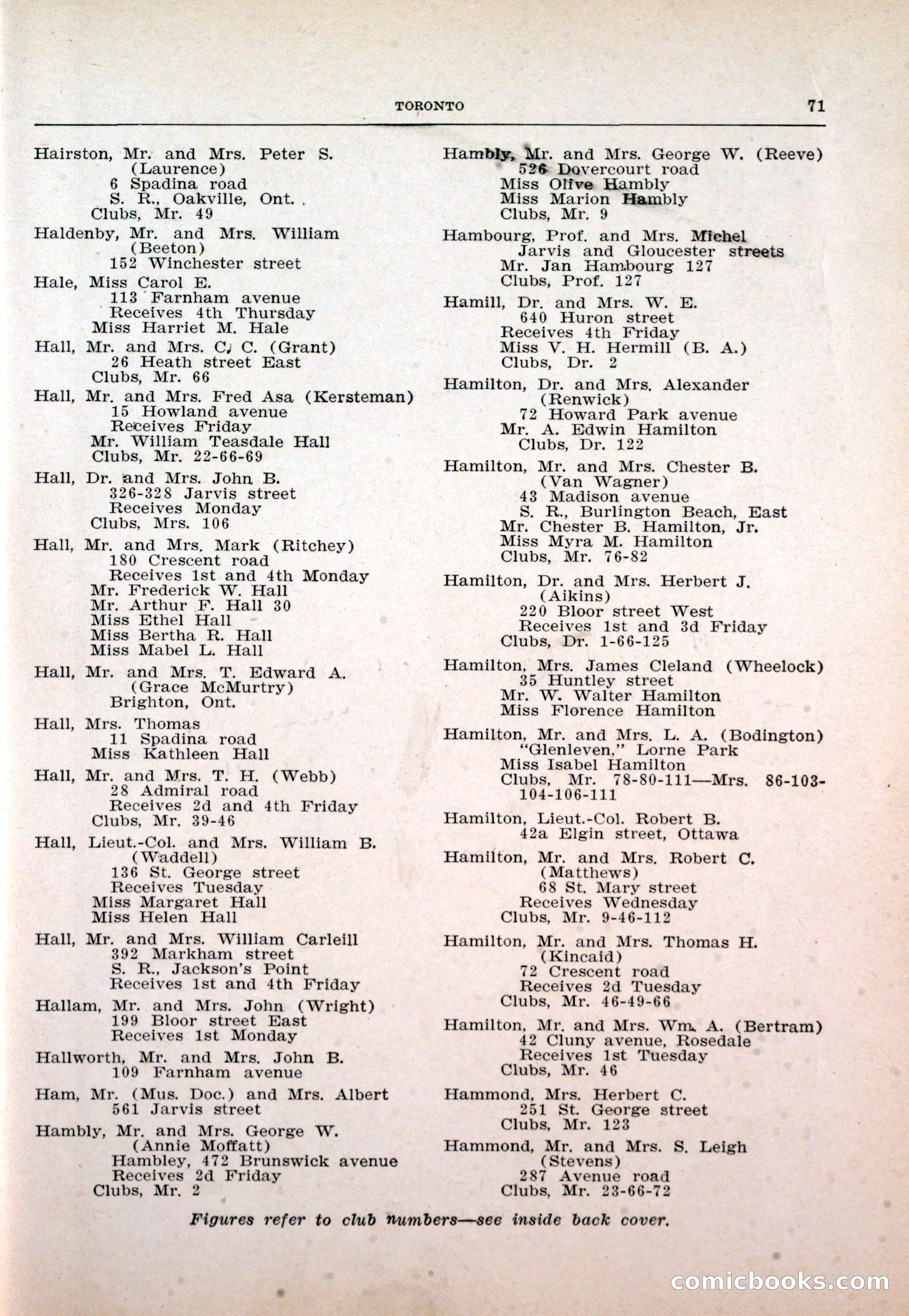 Dau's Blue Book: Toronto and Hamilton Social Directory — page 71 of 214