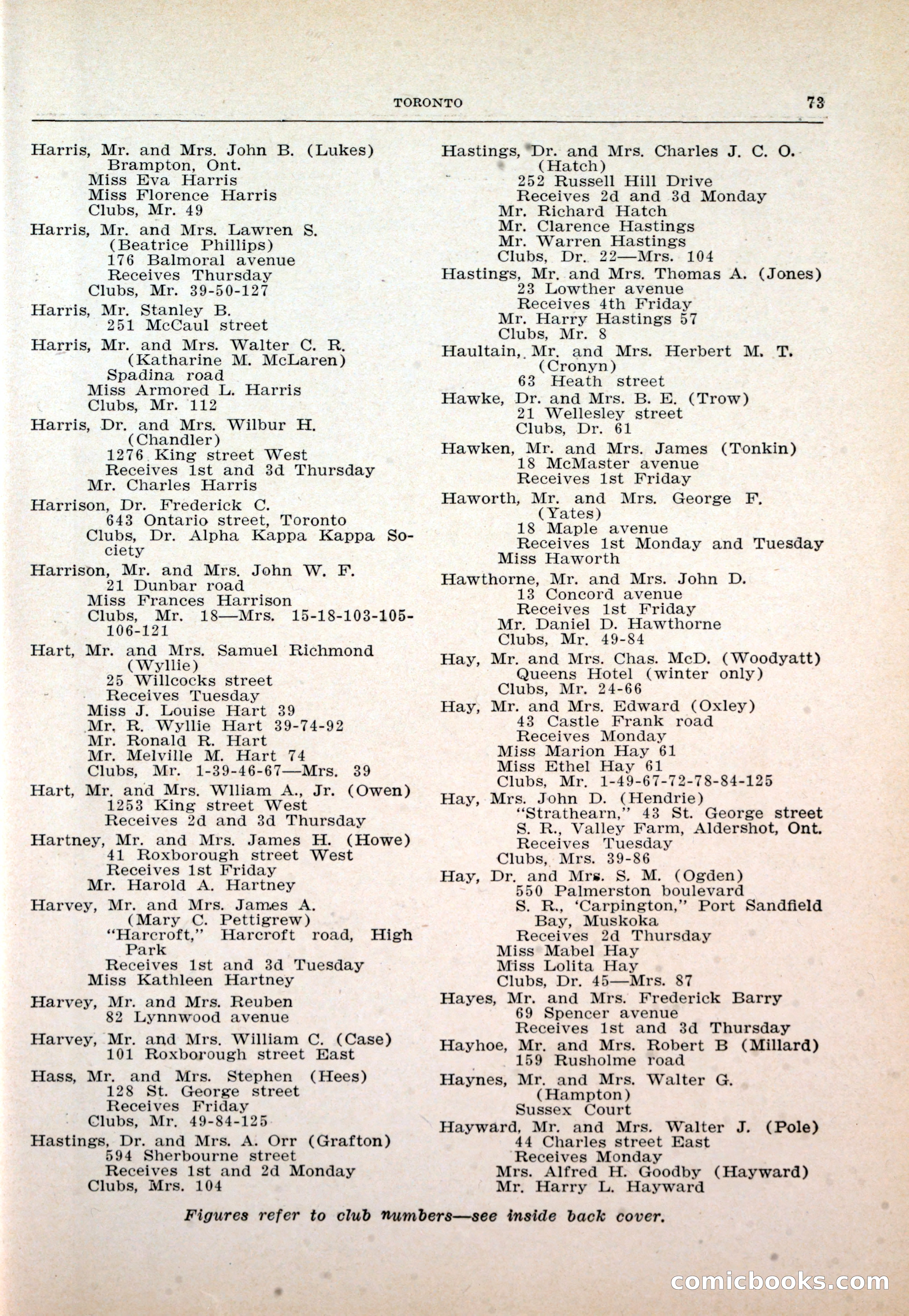 Dau's Blue Book: Toronto and Hamilton Social Directory — page 73 of 214