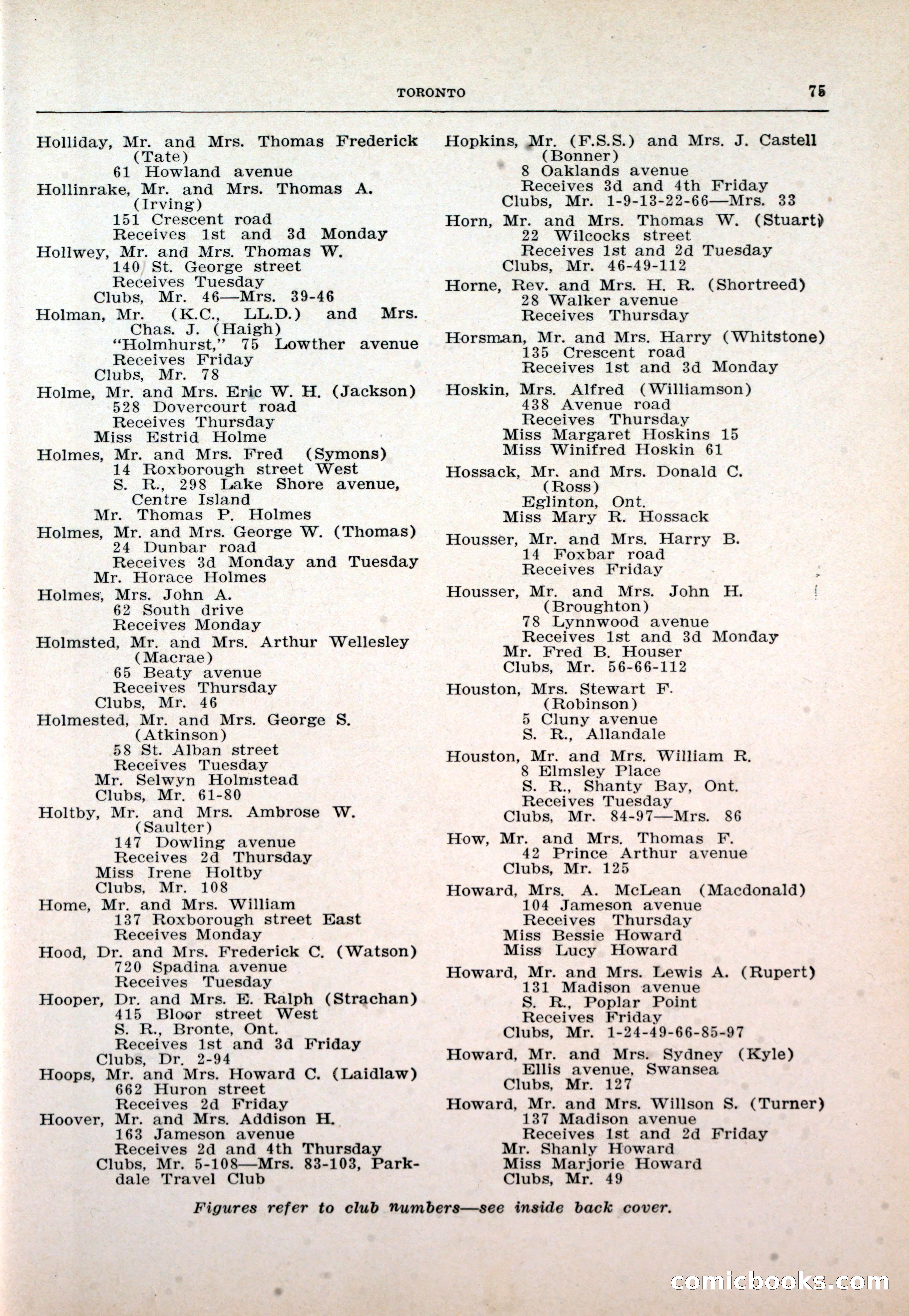 Dau's Blue Book: Toronto and Hamilton Social Directory — page 75 of 214
