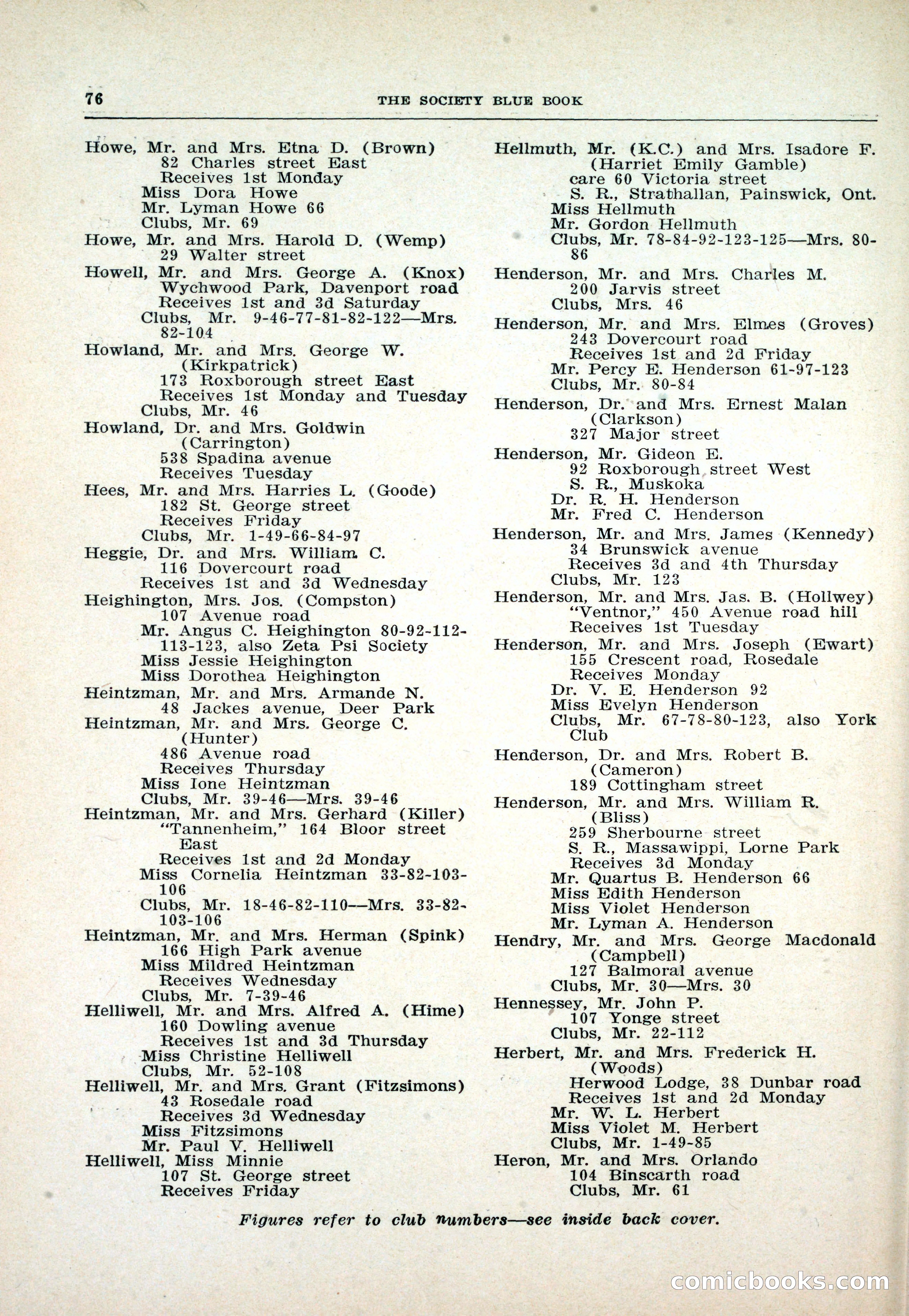 Dau's Blue Book: Toronto and Hamilton Social Directory — page 76 of 214