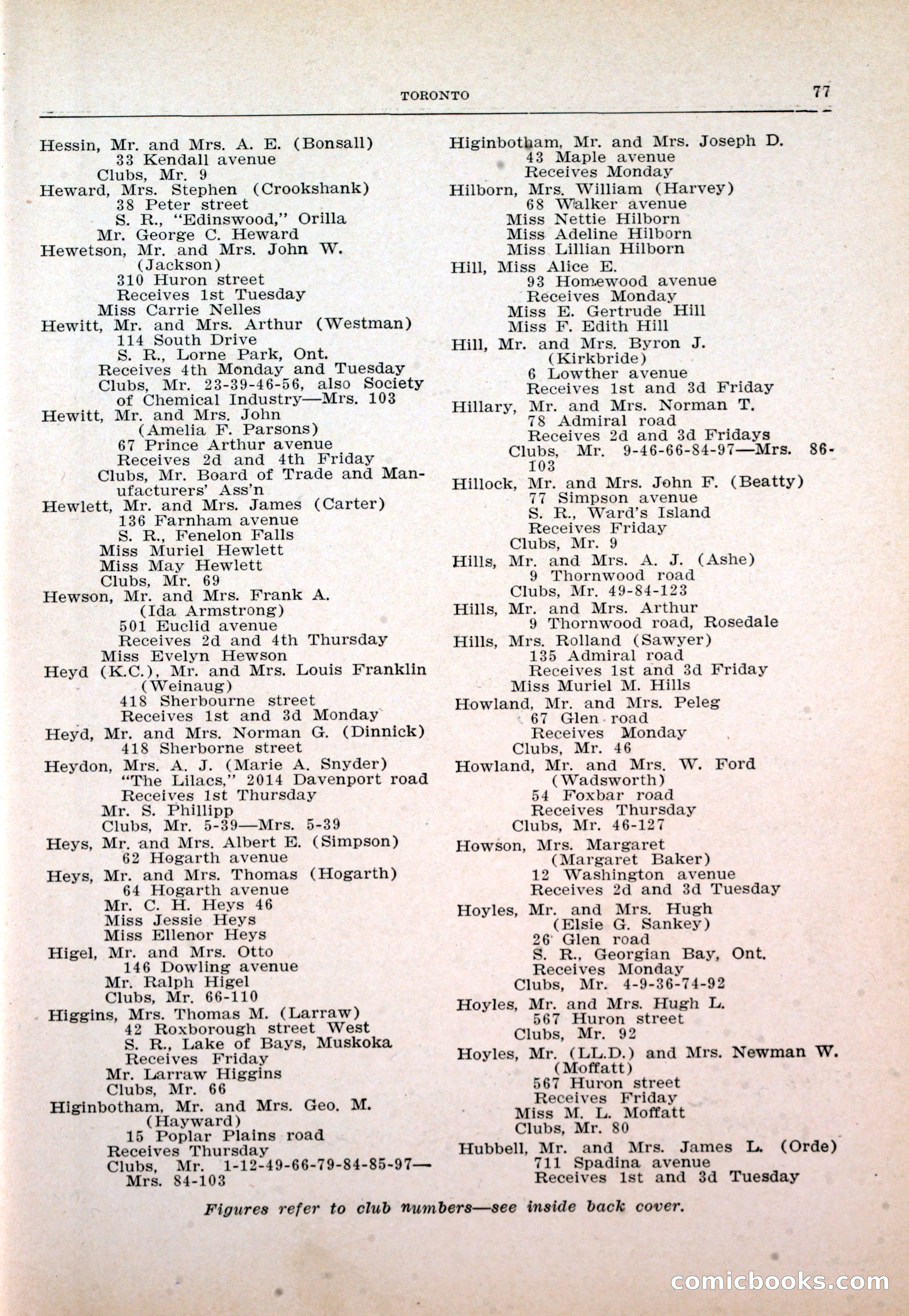 Dau's Blue Book: Toronto and Hamilton Social Directory — page 77 of 214