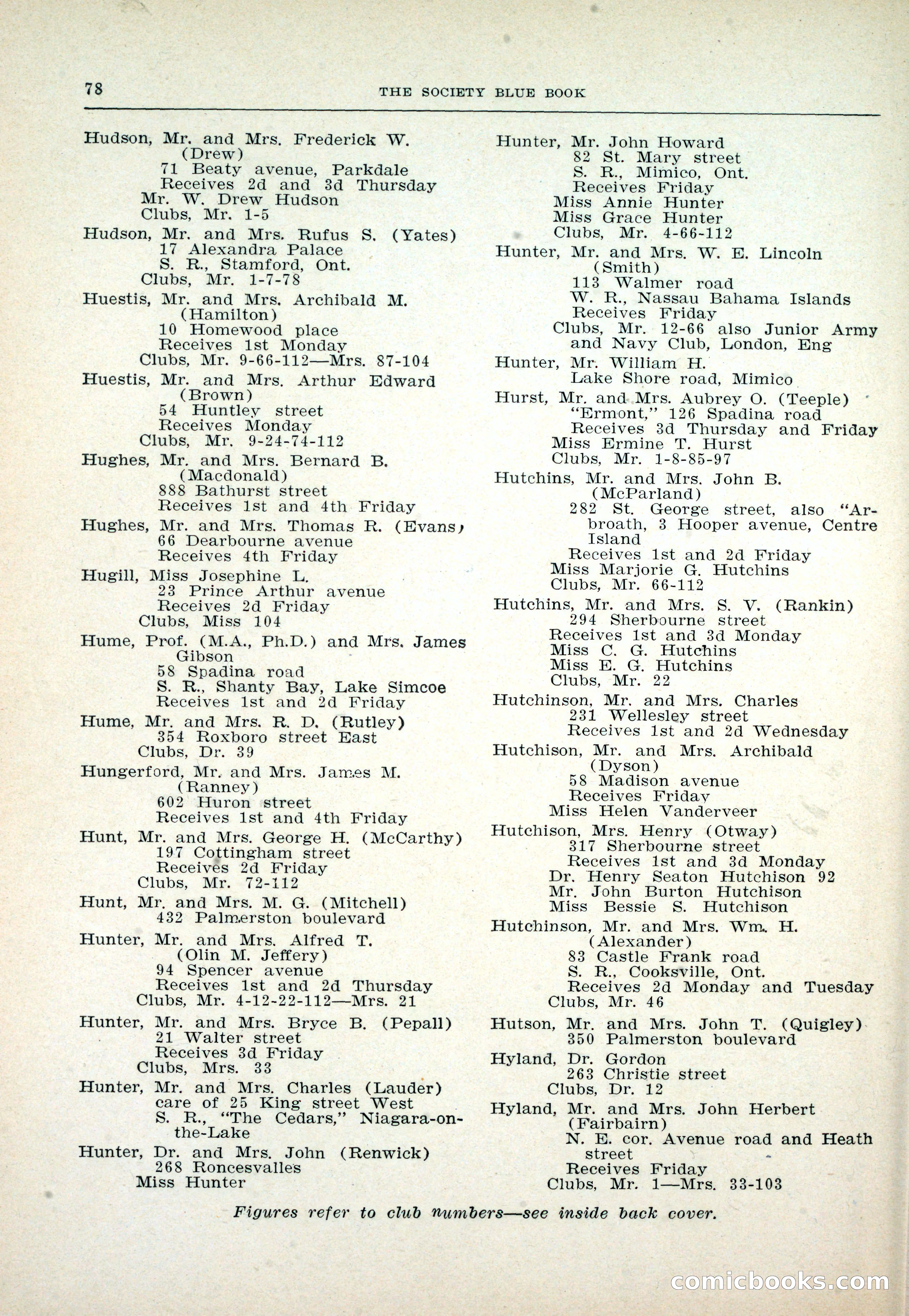 Dau's Blue Book: Toronto and Hamilton Social Directory — page 78 of 214