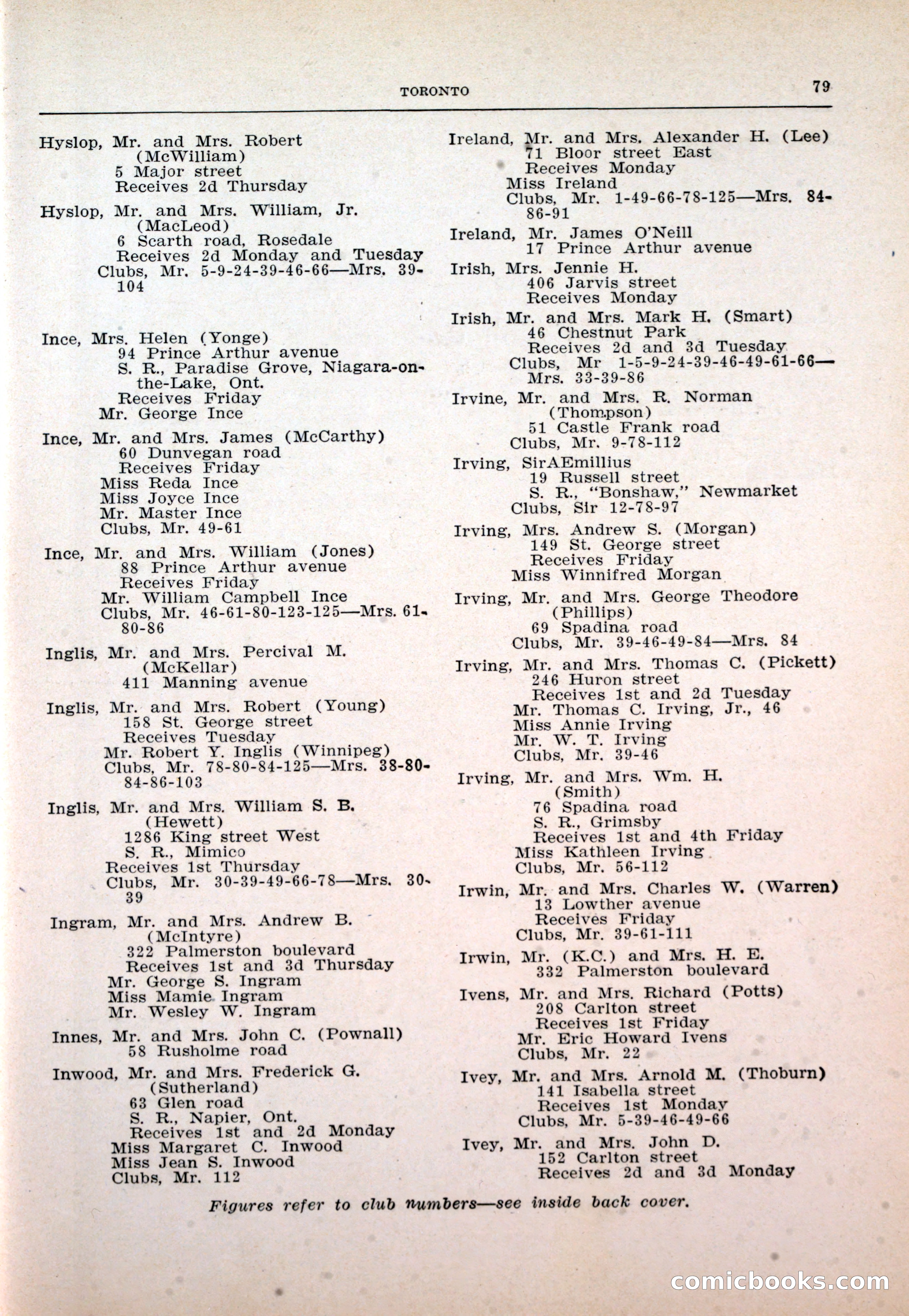Dau's Blue Book: Toronto and Hamilton Social Directory — page 79 of 214