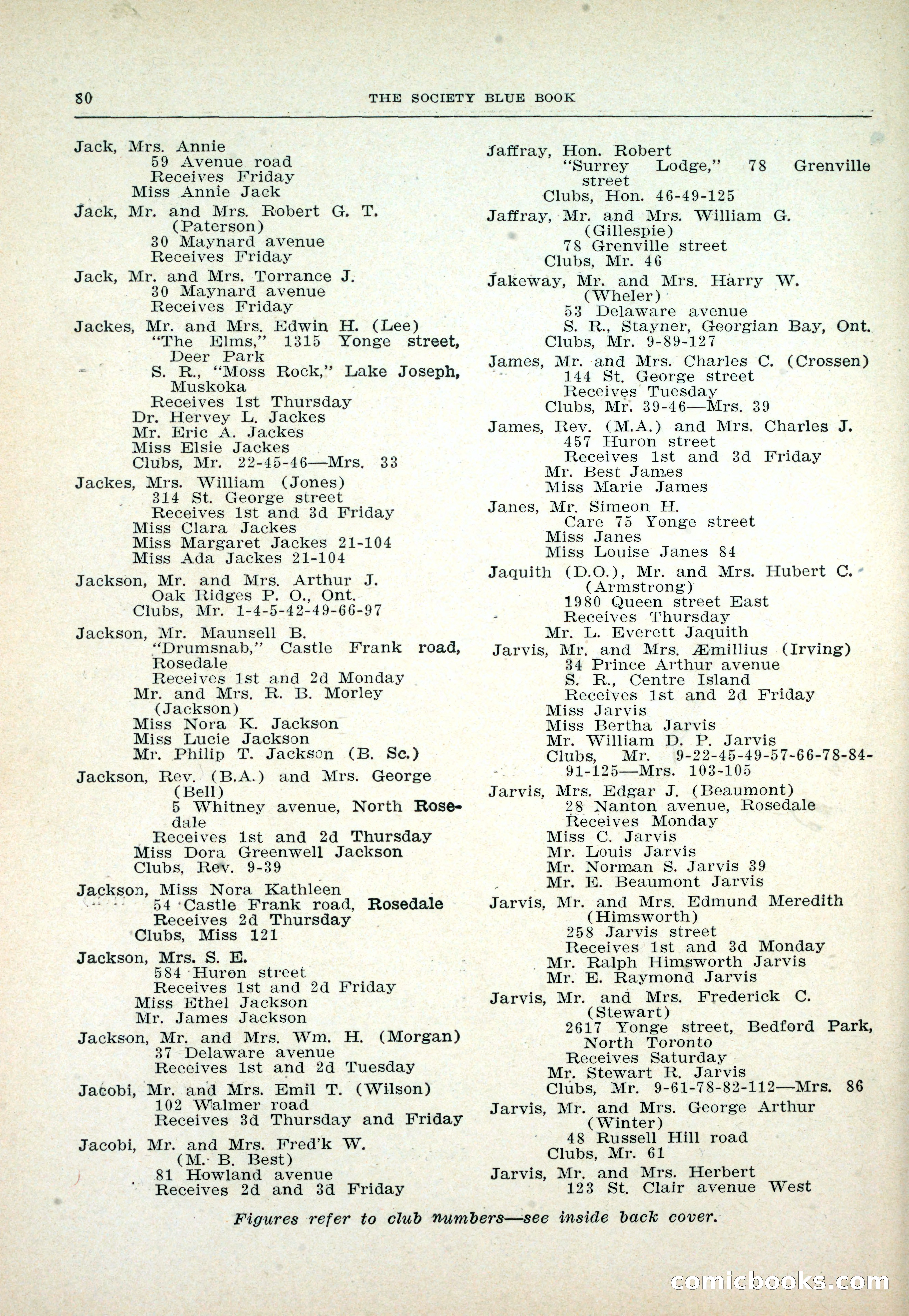 Dau's Blue Book: Toronto and Hamilton Social Directory — page 80 of 214