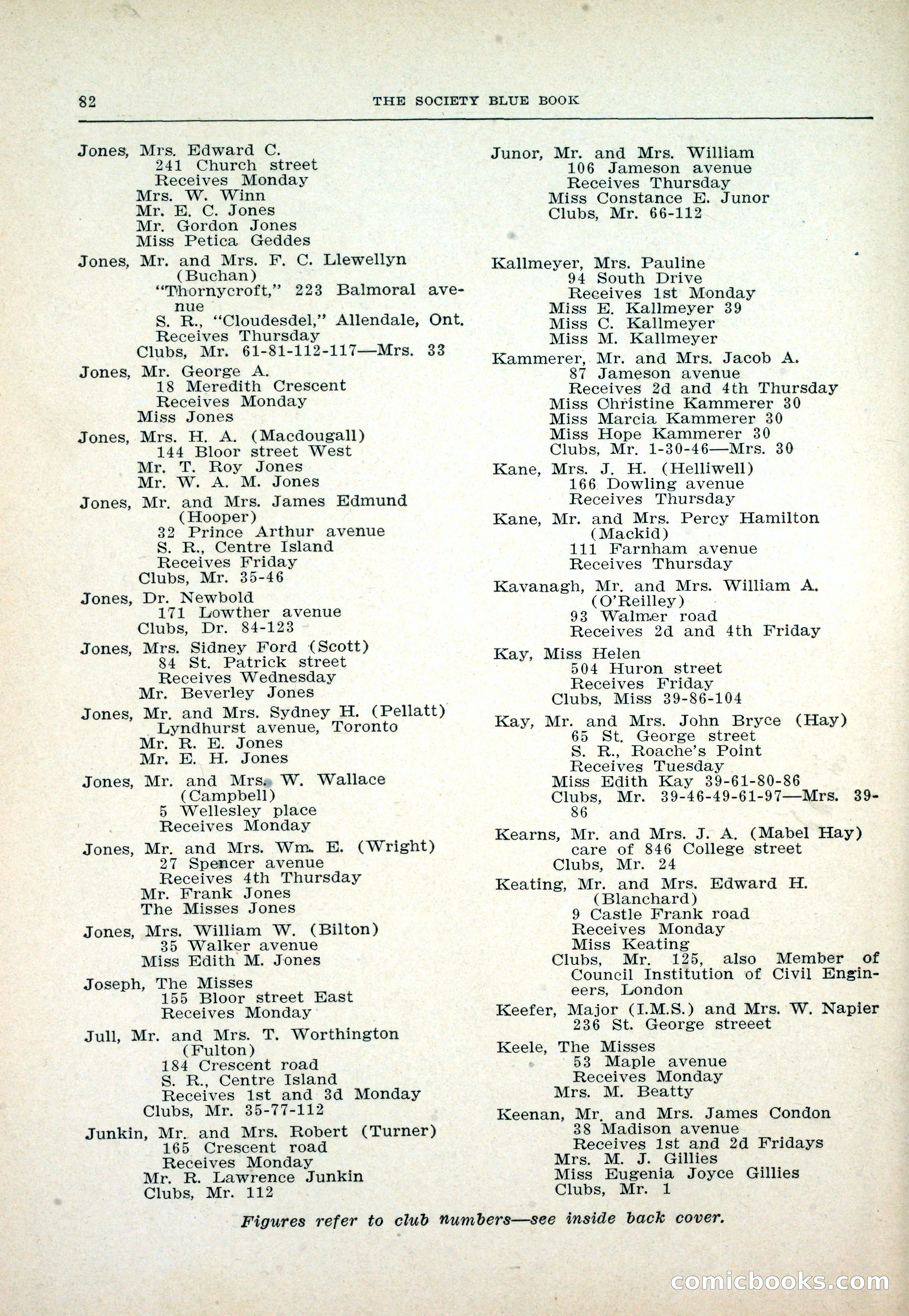 Dau's Blue Book: Toronto and Hamilton Social Directory — page 82 of 214