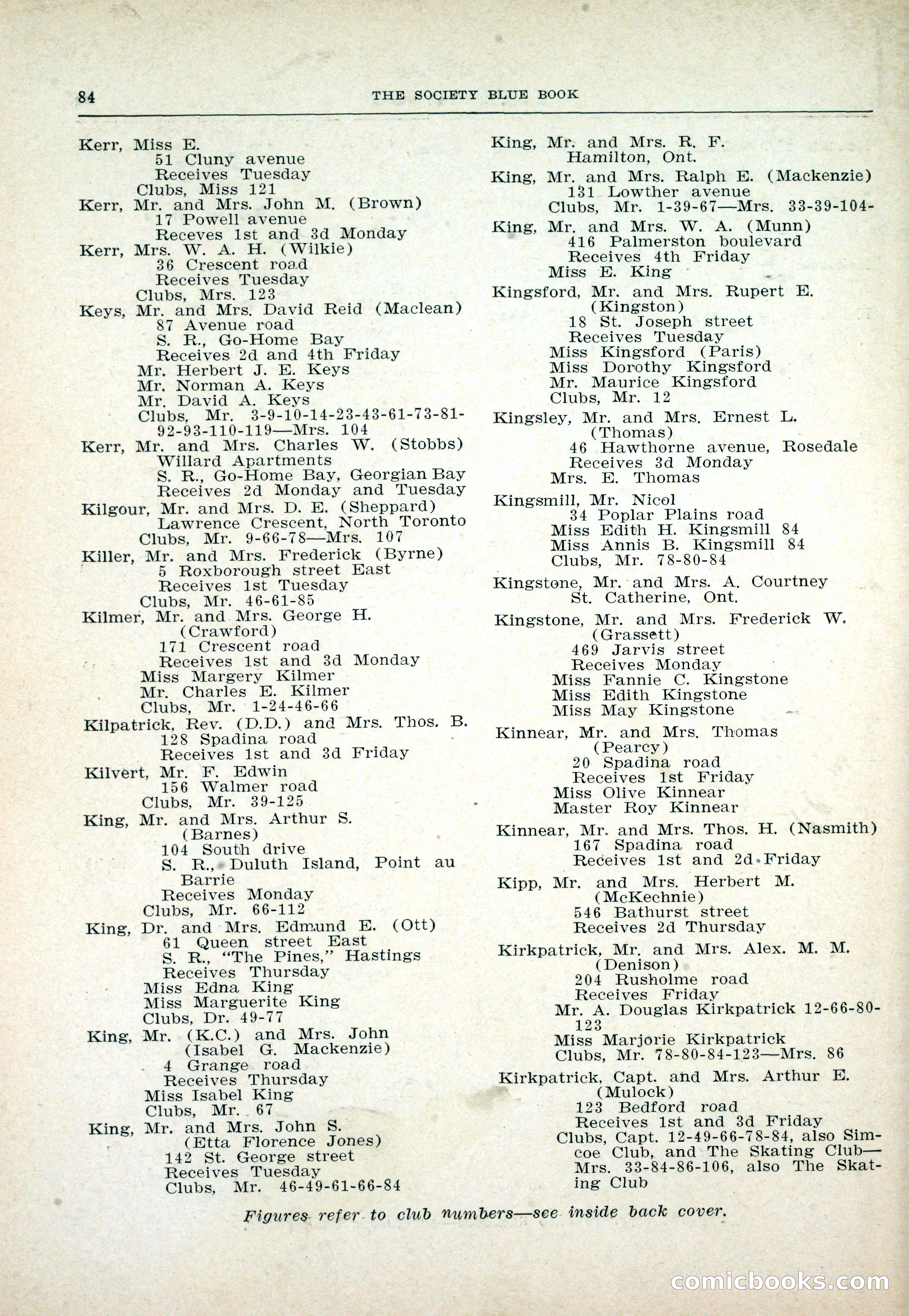 Dau's Blue Book: Toronto and Hamilton Social Directory — page 84 of 214