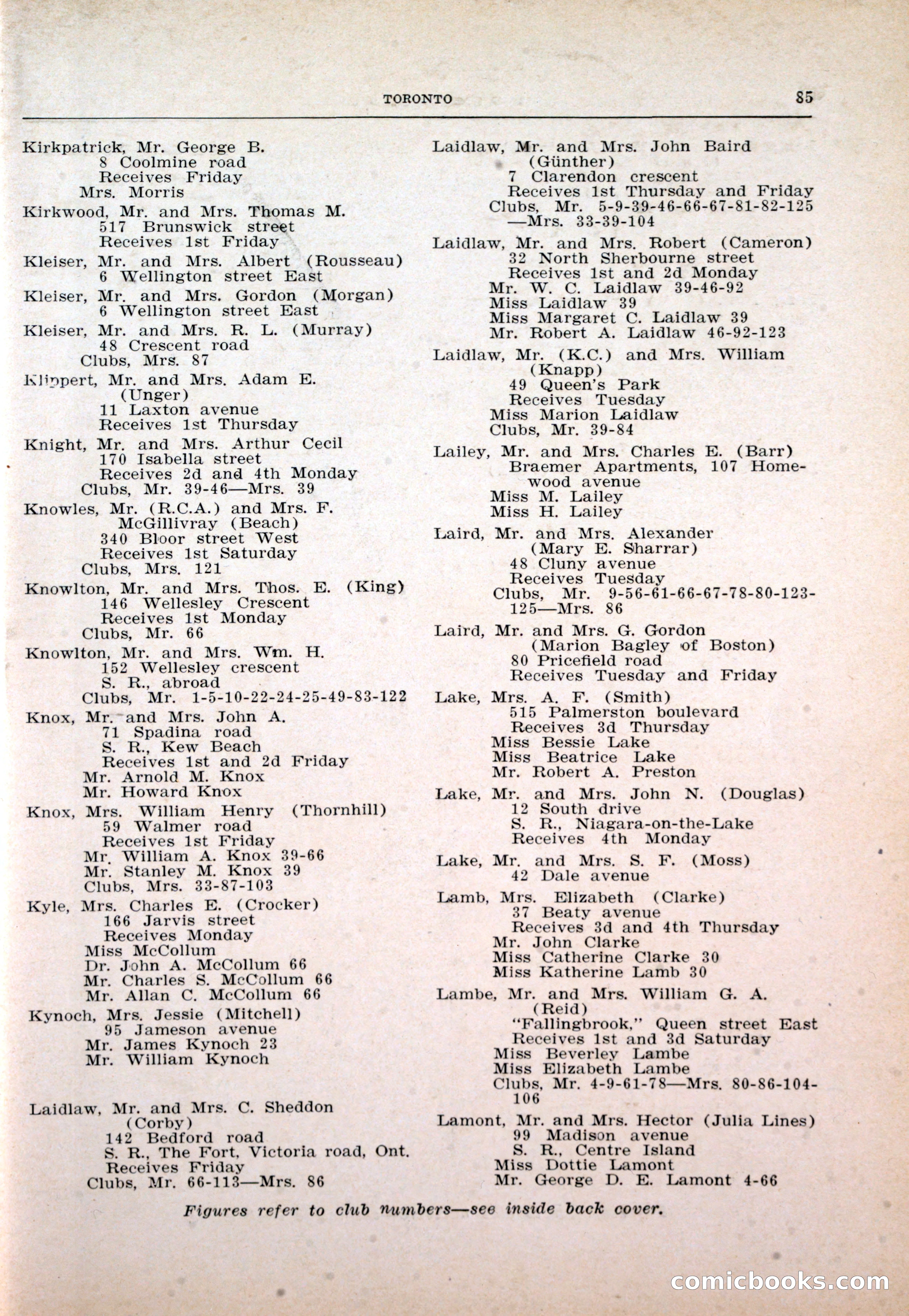 Dau's Blue Book: Toronto and Hamilton Social Directory — page 85 of 214