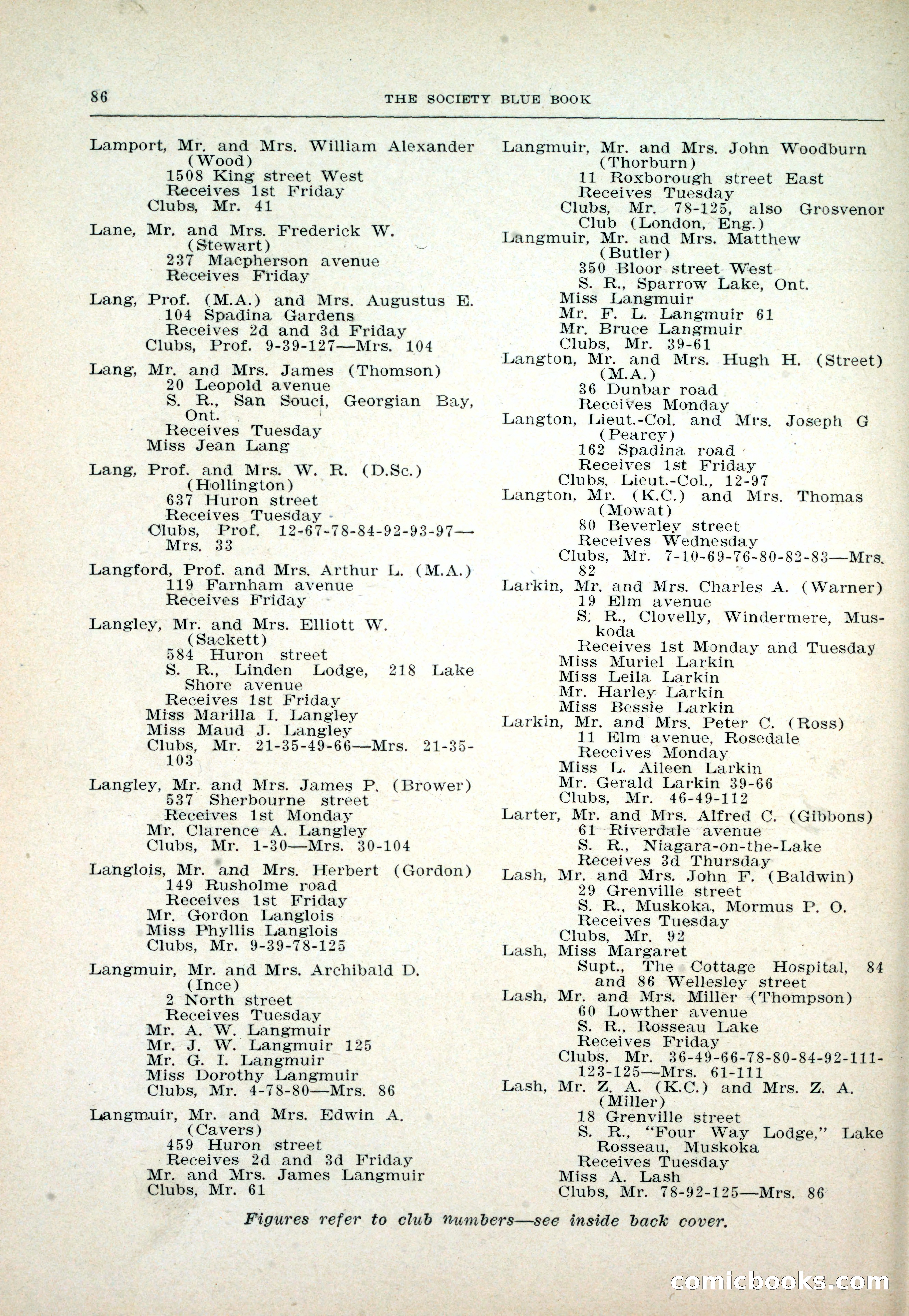 Dau's Blue Book: Toronto and Hamilton Social Directory — page 86 of 214