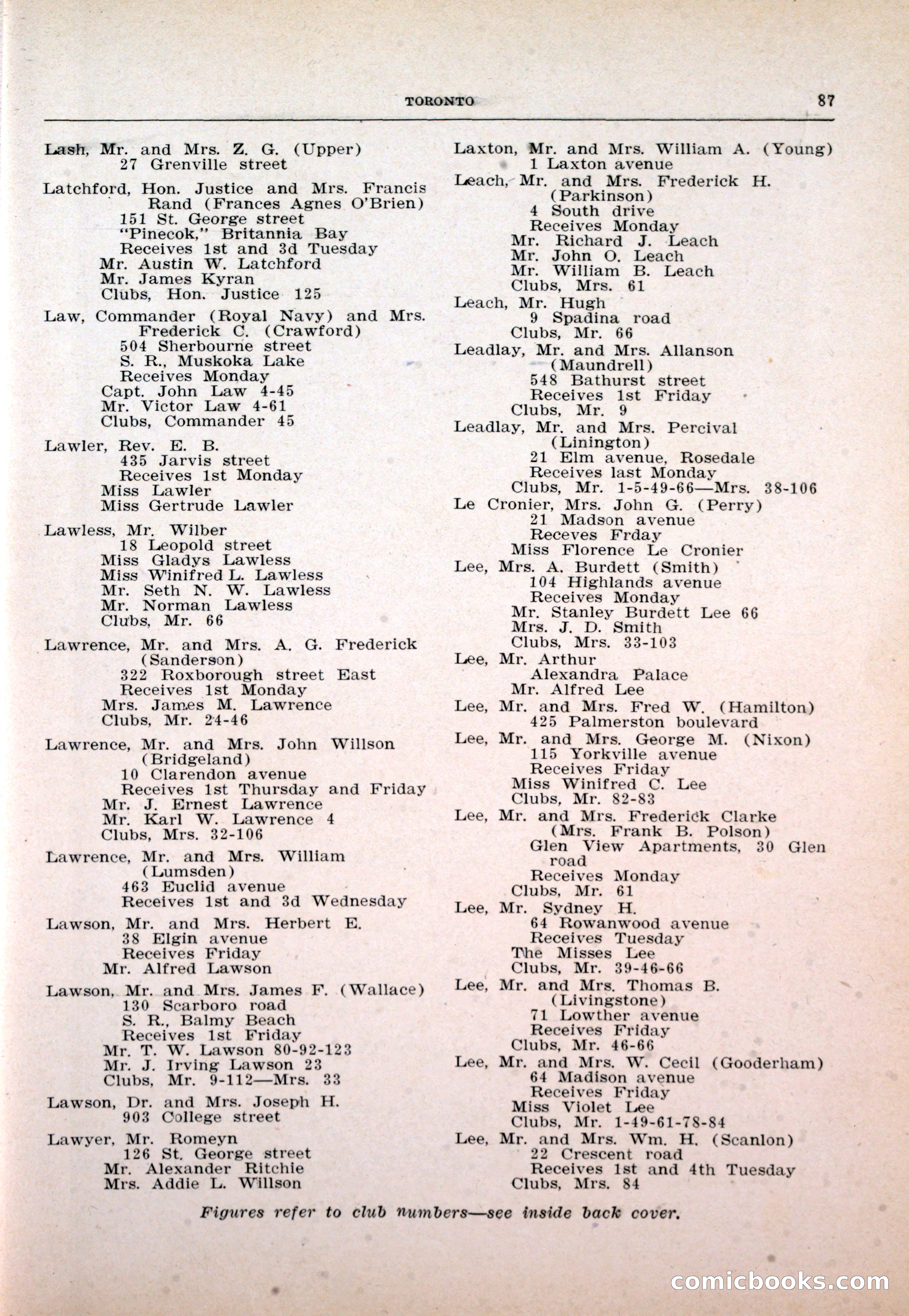 Dau's Blue Book: Toronto and Hamilton Social Directory — page 87 of 214