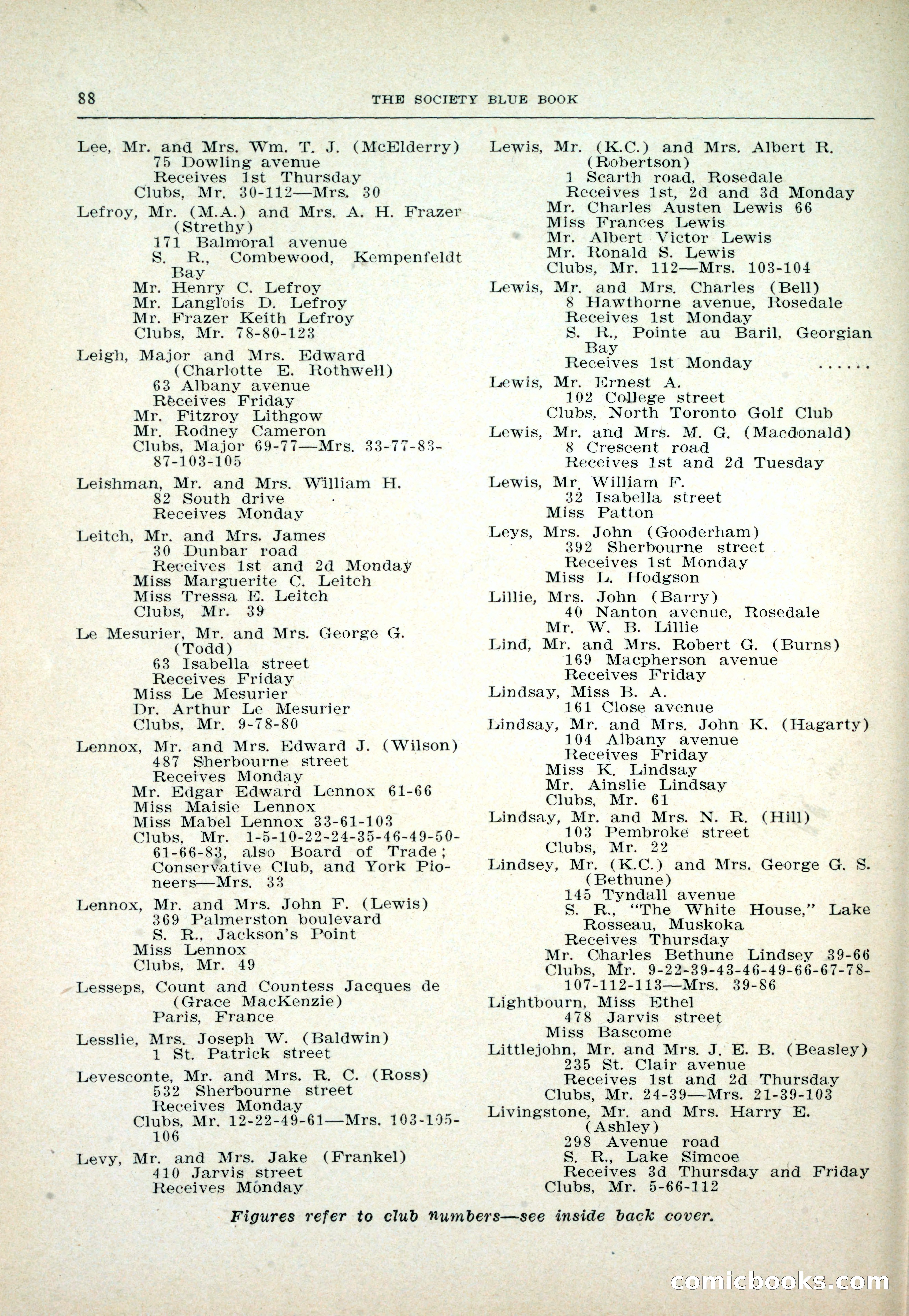 Dau's Blue Book: Toronto and Hamilton Social Directory — page 88 of 214
