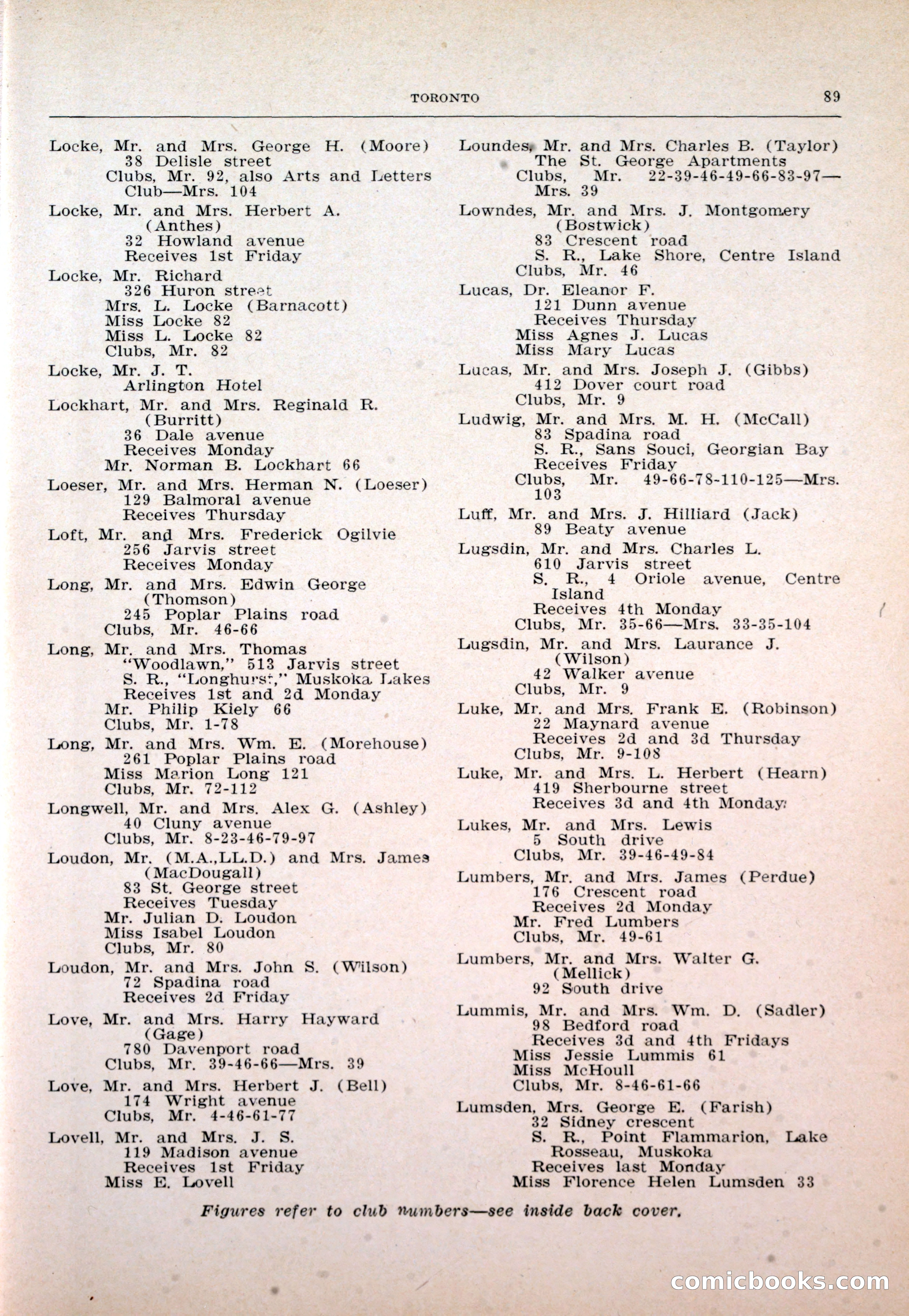 Dau's Blue Book: Toronto and Hamilton Social Directory — page 89 of 214