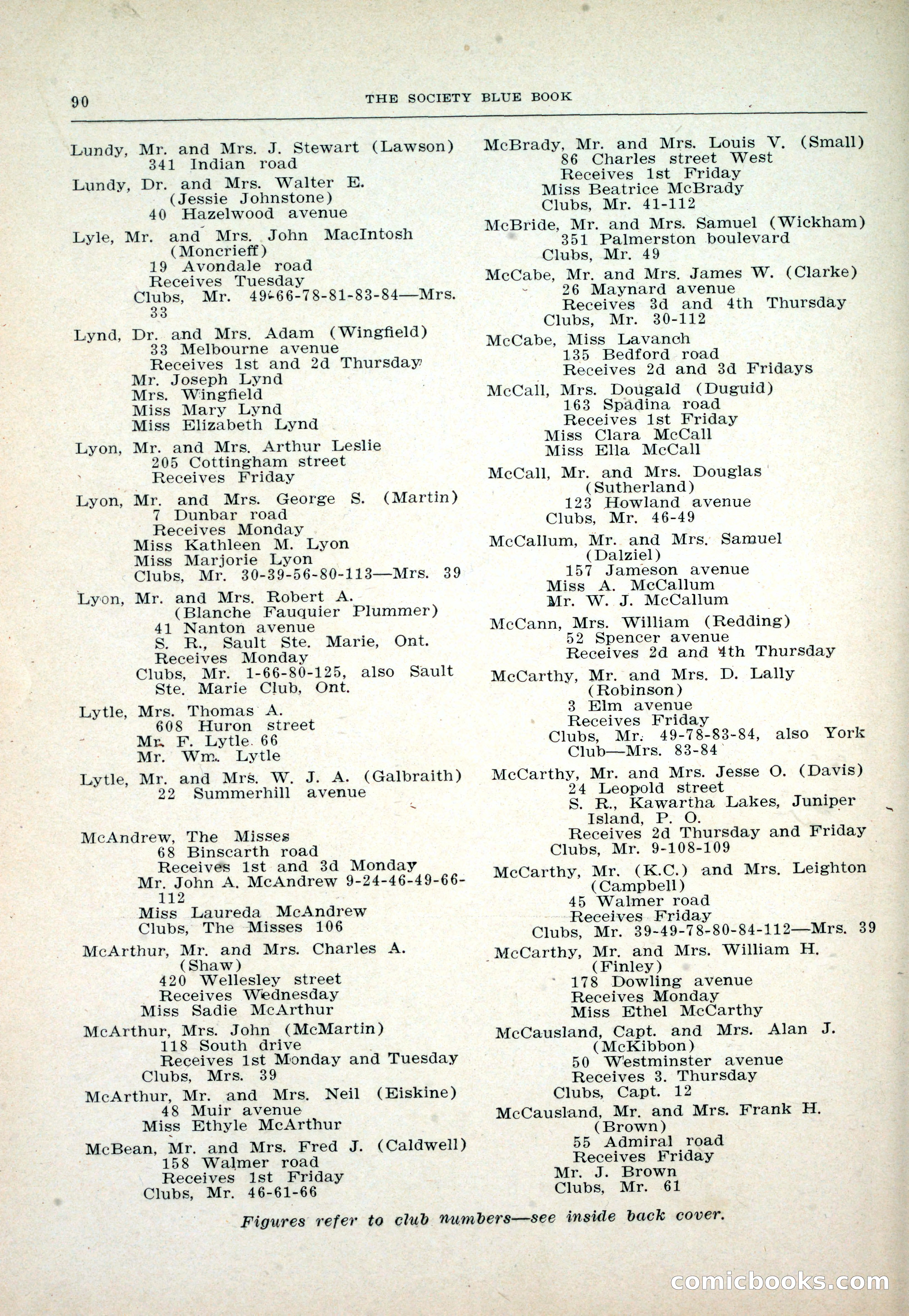 Dau's Blue Book: Toronto and Hamilton Social Directory — page 90 of 214