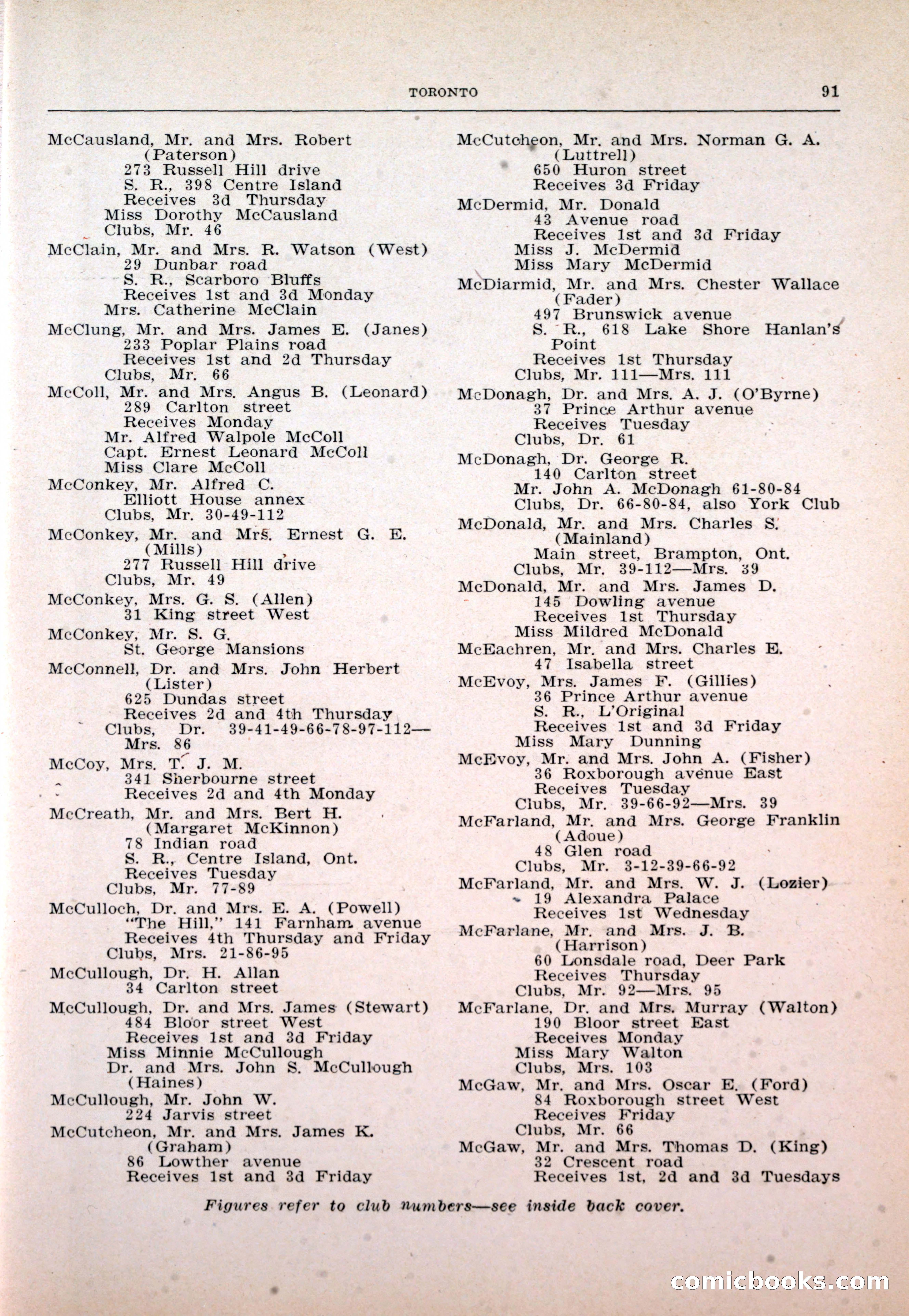 Dau's Blue Book: Toronto and Hamilton Social Directory — page 91 of 214