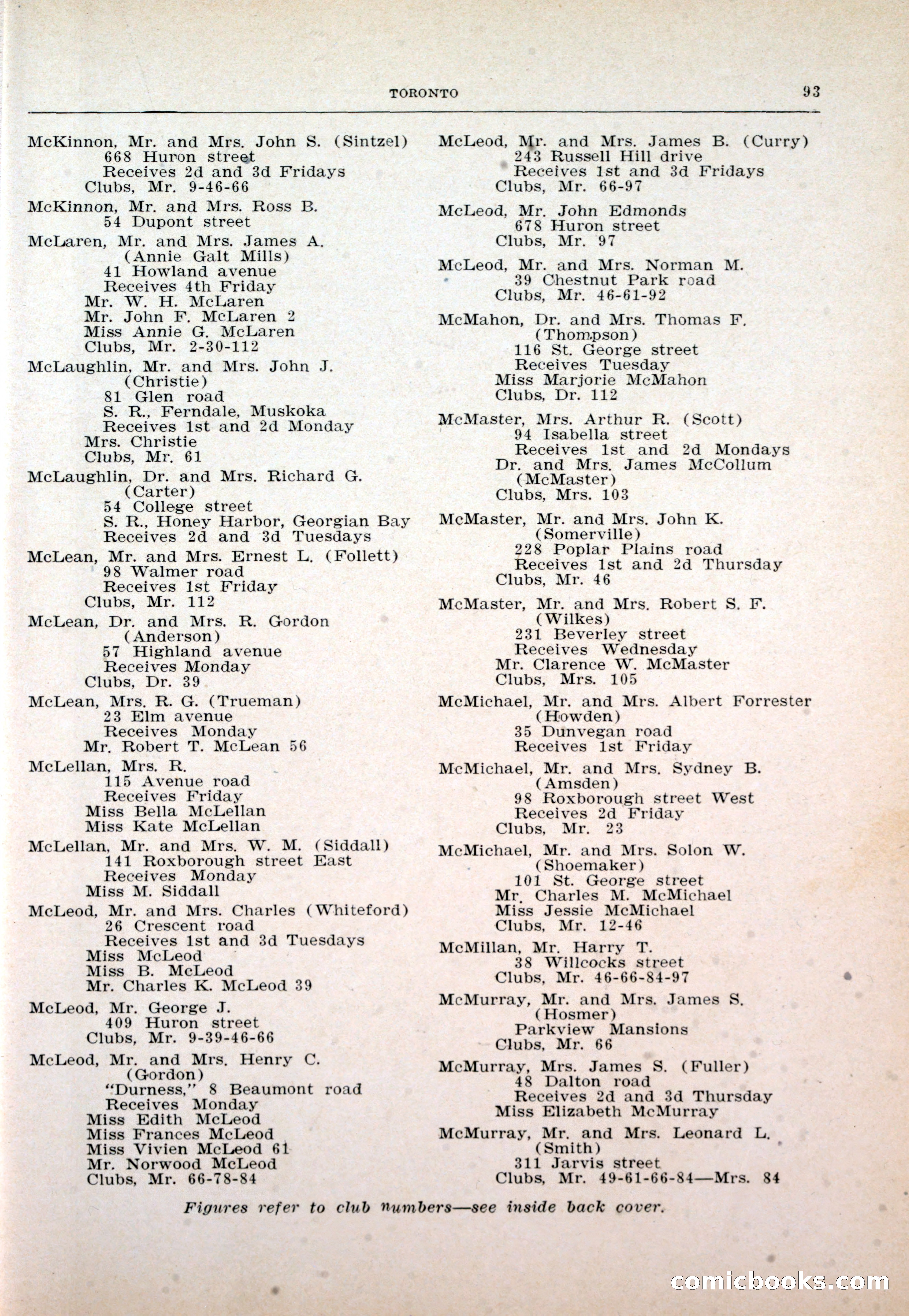 Dau's Blue Book: Toronto and Hamilton Social Directory — page 93 of 214