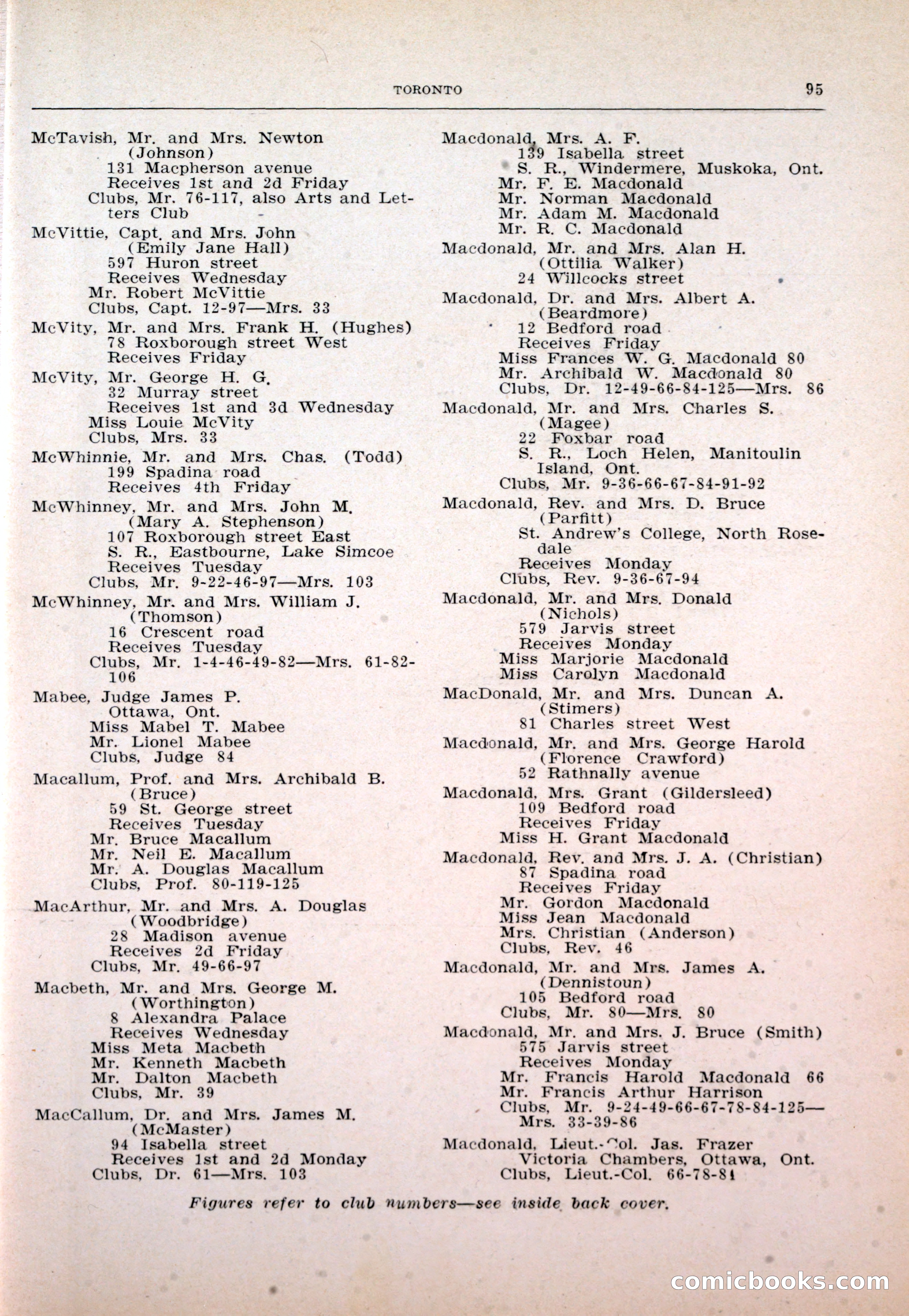 Dau's Blue Book: Toronto and Hamilton Social Directory — page 95 of 214