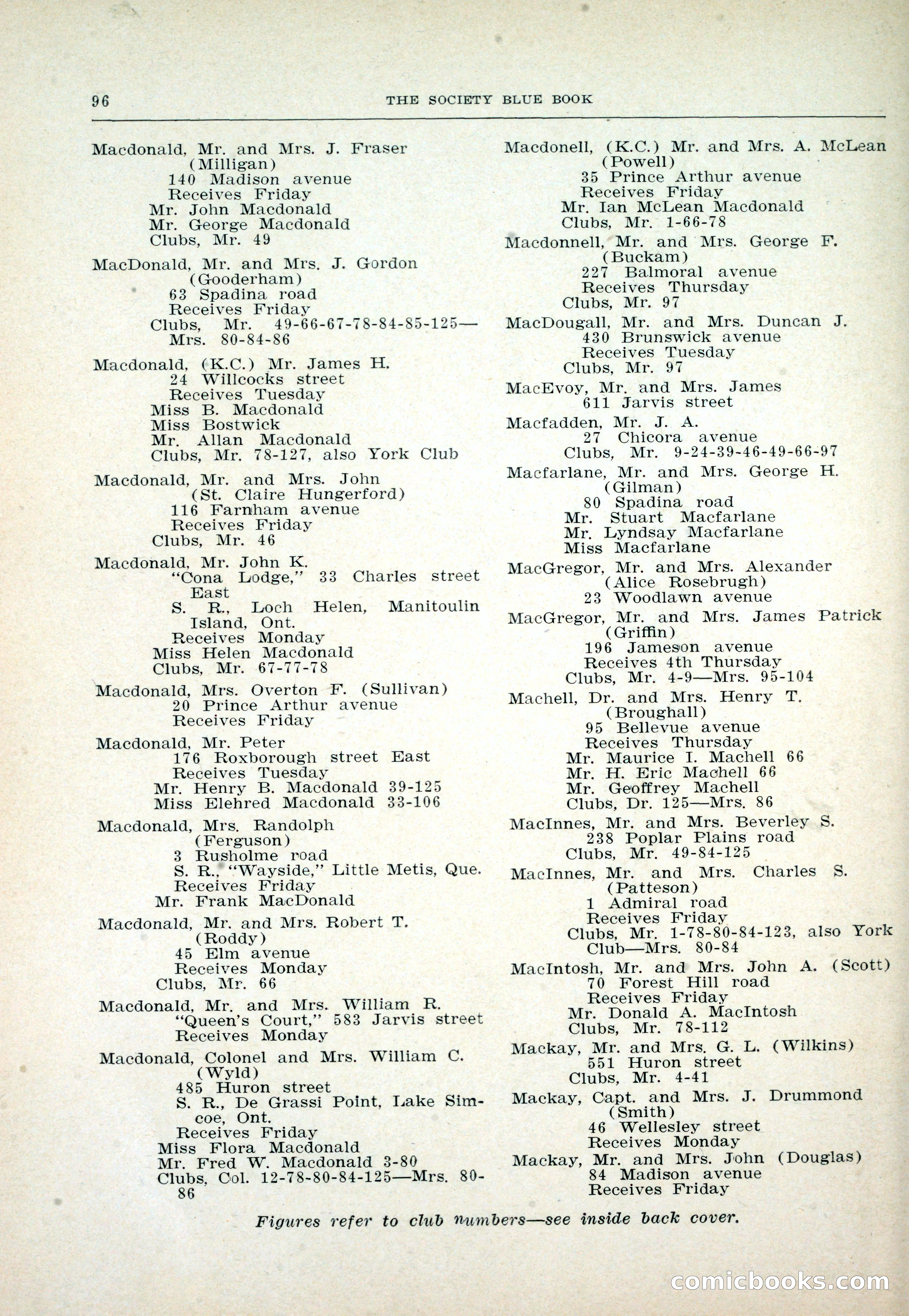 Dau's Blue Book: Toronto and Hamilton Social Directory — page 96 of 214