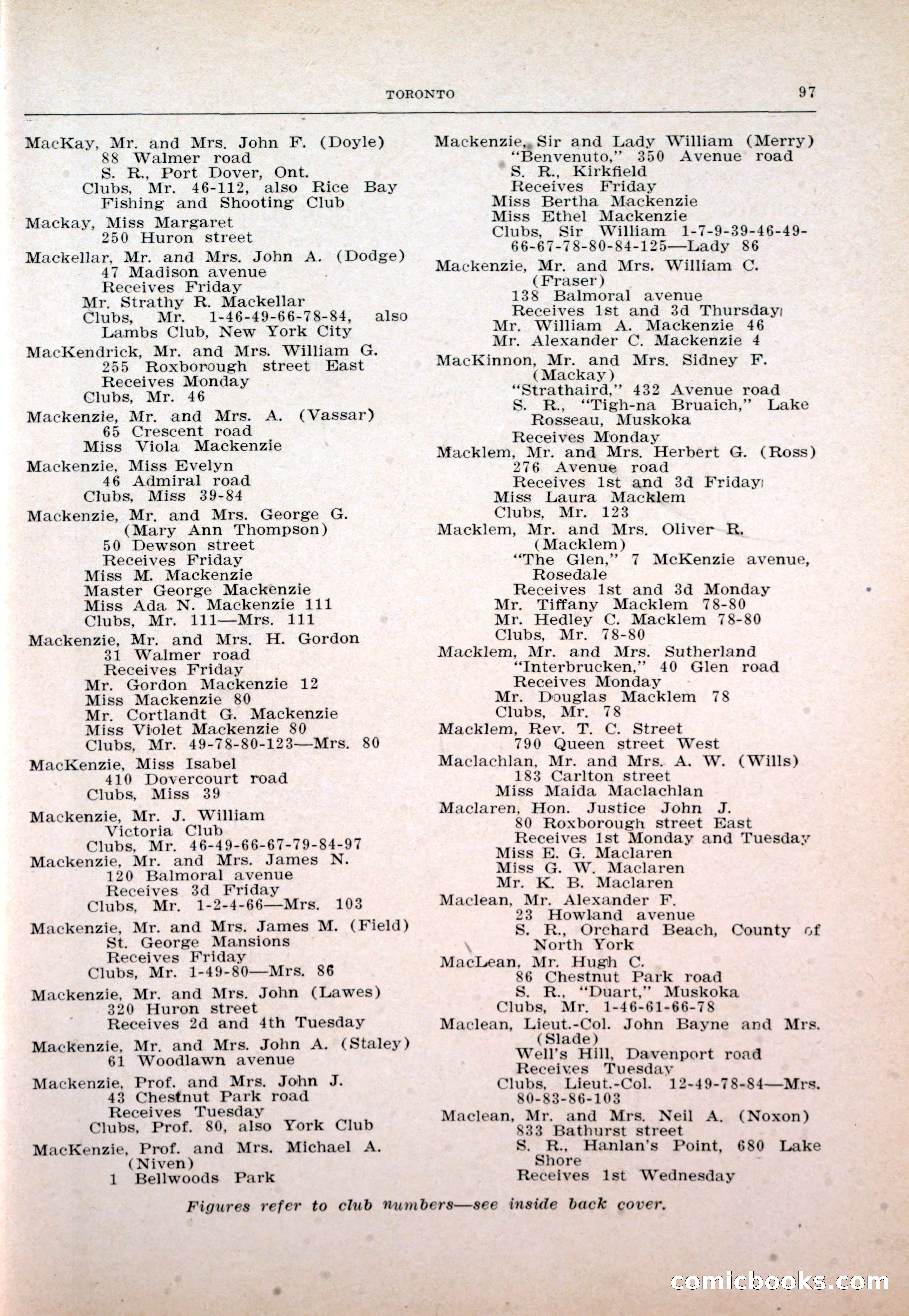 Dau's Blue Book: Toronto and Hamilton Social Directory — page 97 of 214
