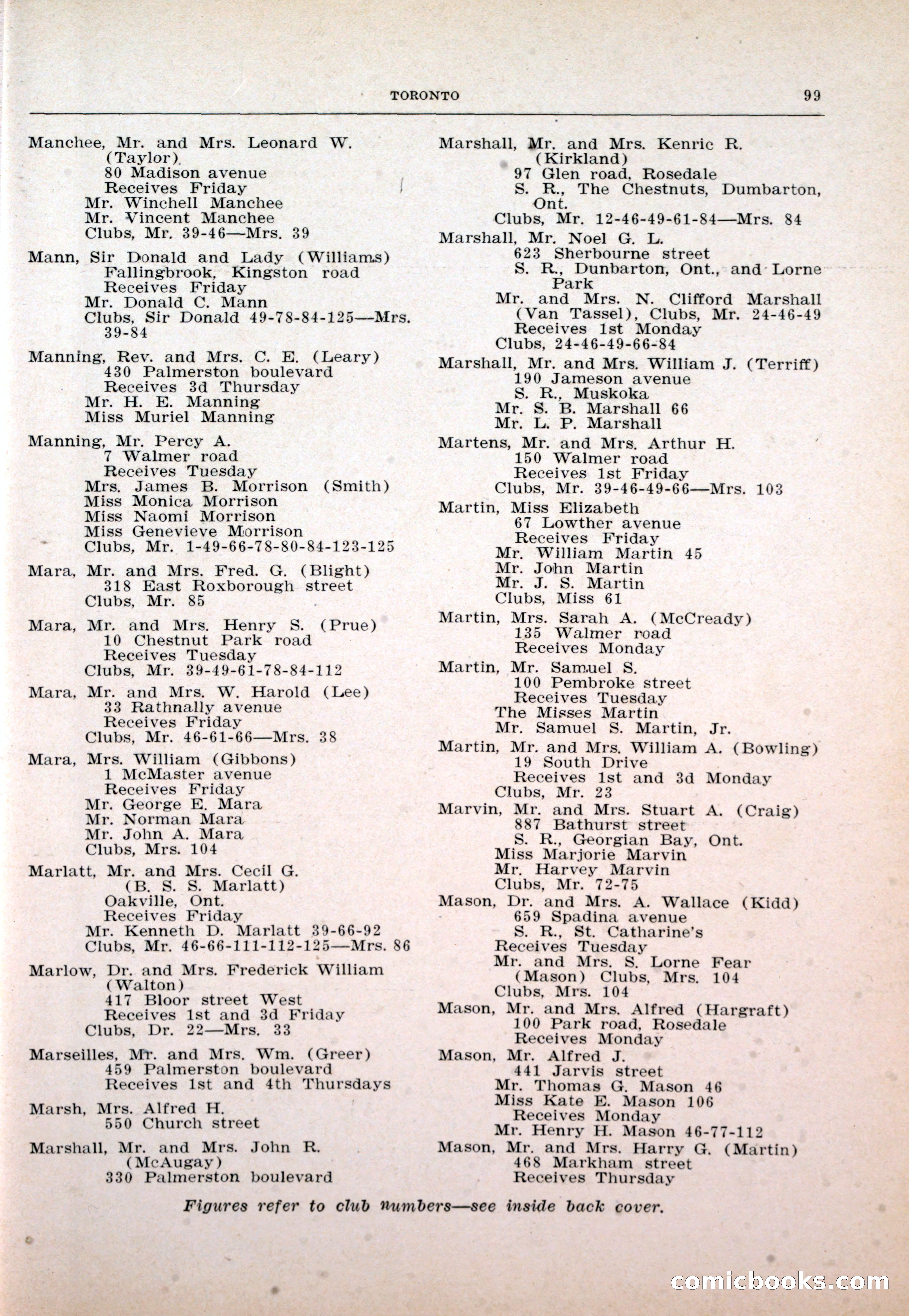 Dau's Blue Book: Toronto and Hamilton Social Directory — page 99 of 214