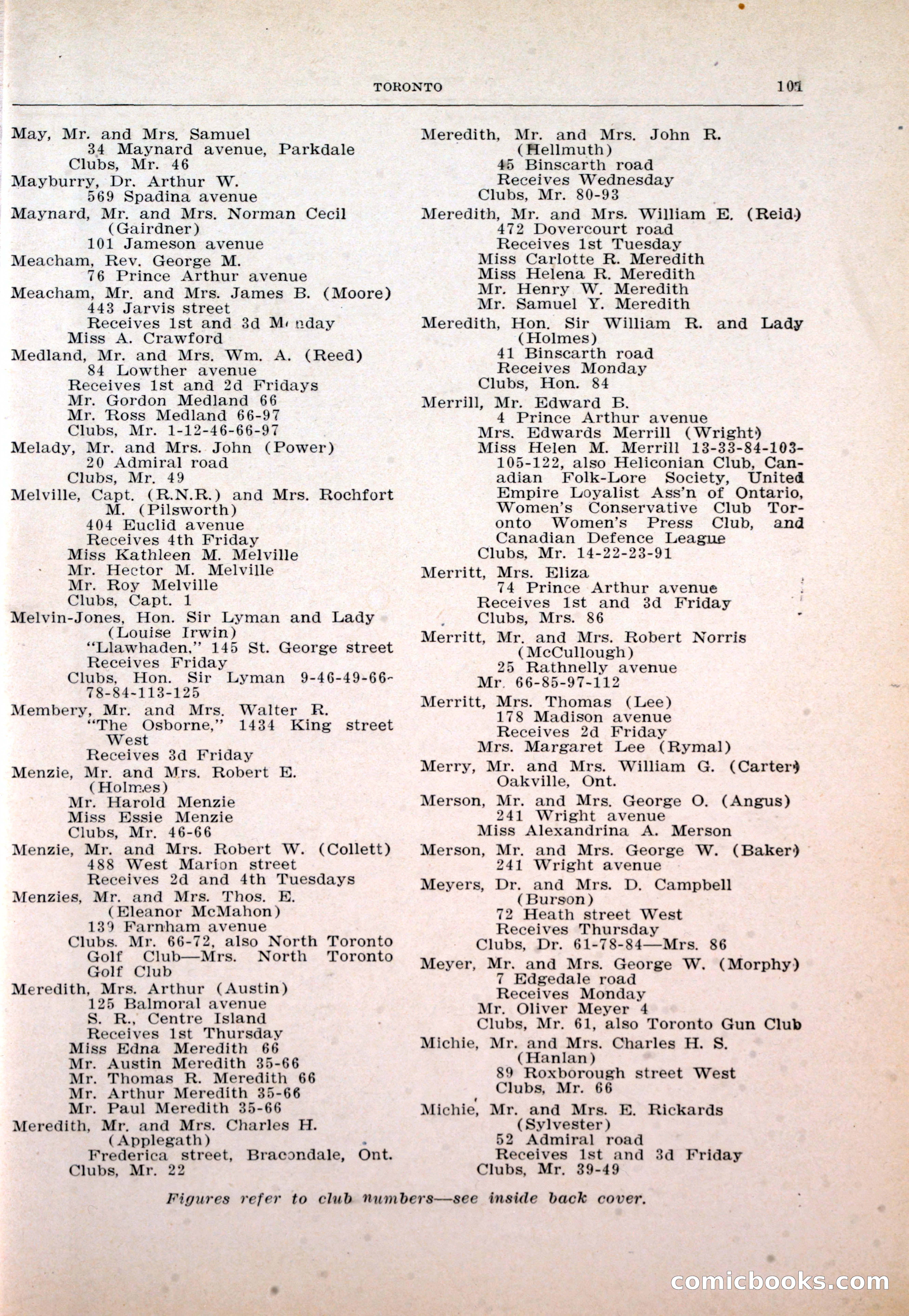 Dau's Blue Book: Toronto and Hamilton Social Directory — page 101 of 214