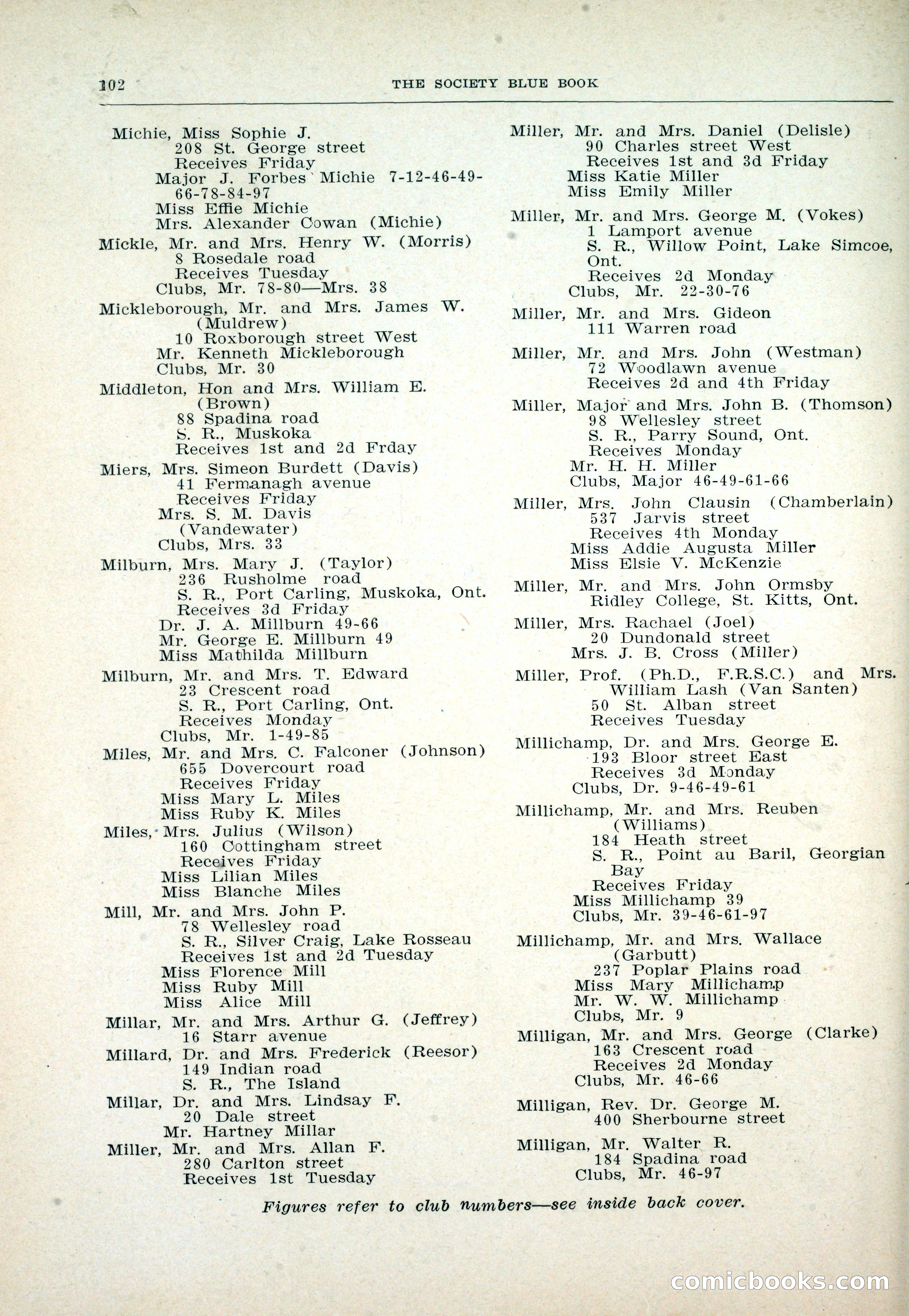 Dau's Blue Book: Toronto and Hamilton Social Directory — page 102 of 214