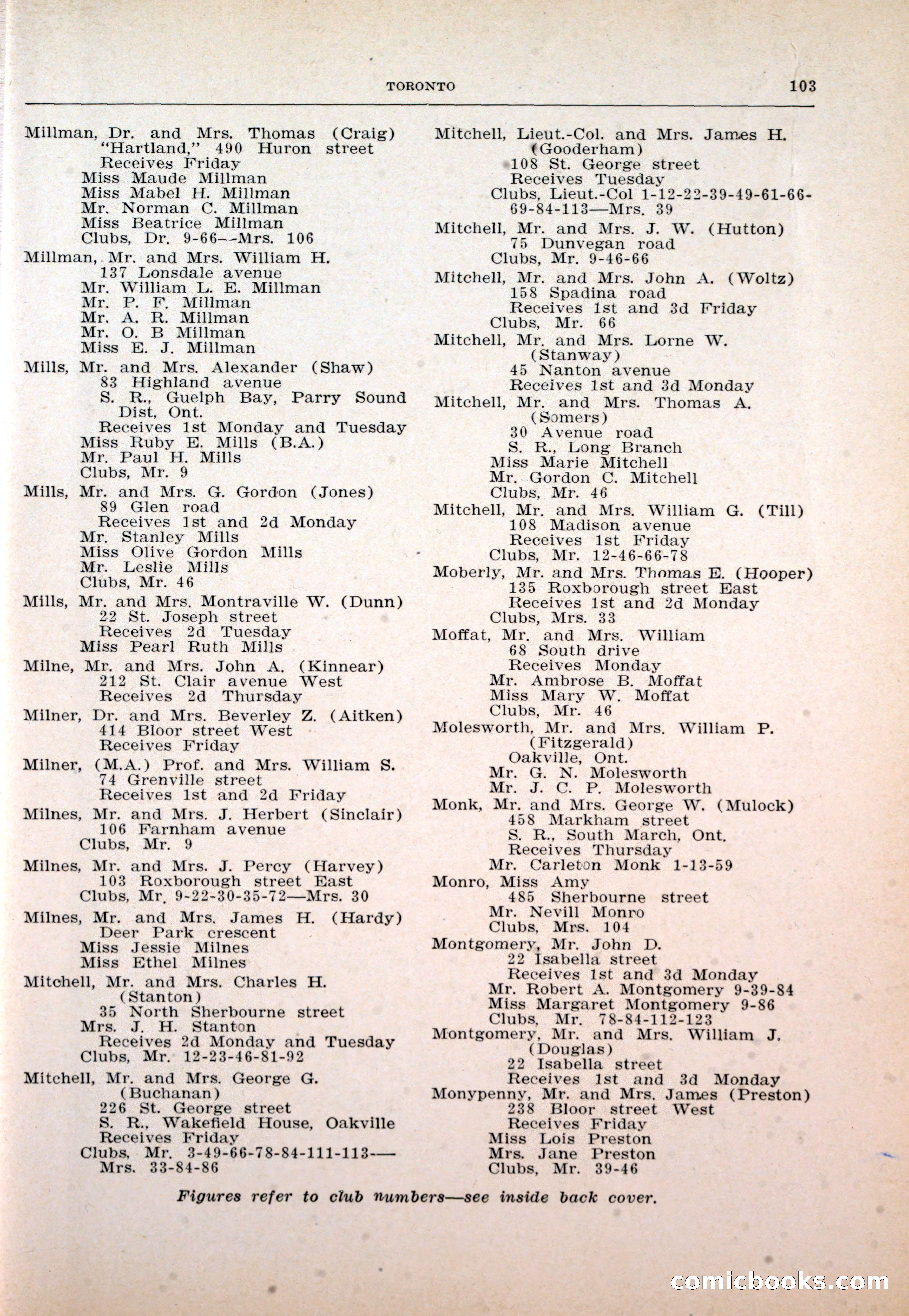 Dau's Blue Book: Toronto and Hamilton Social Directory — page 103 of 214