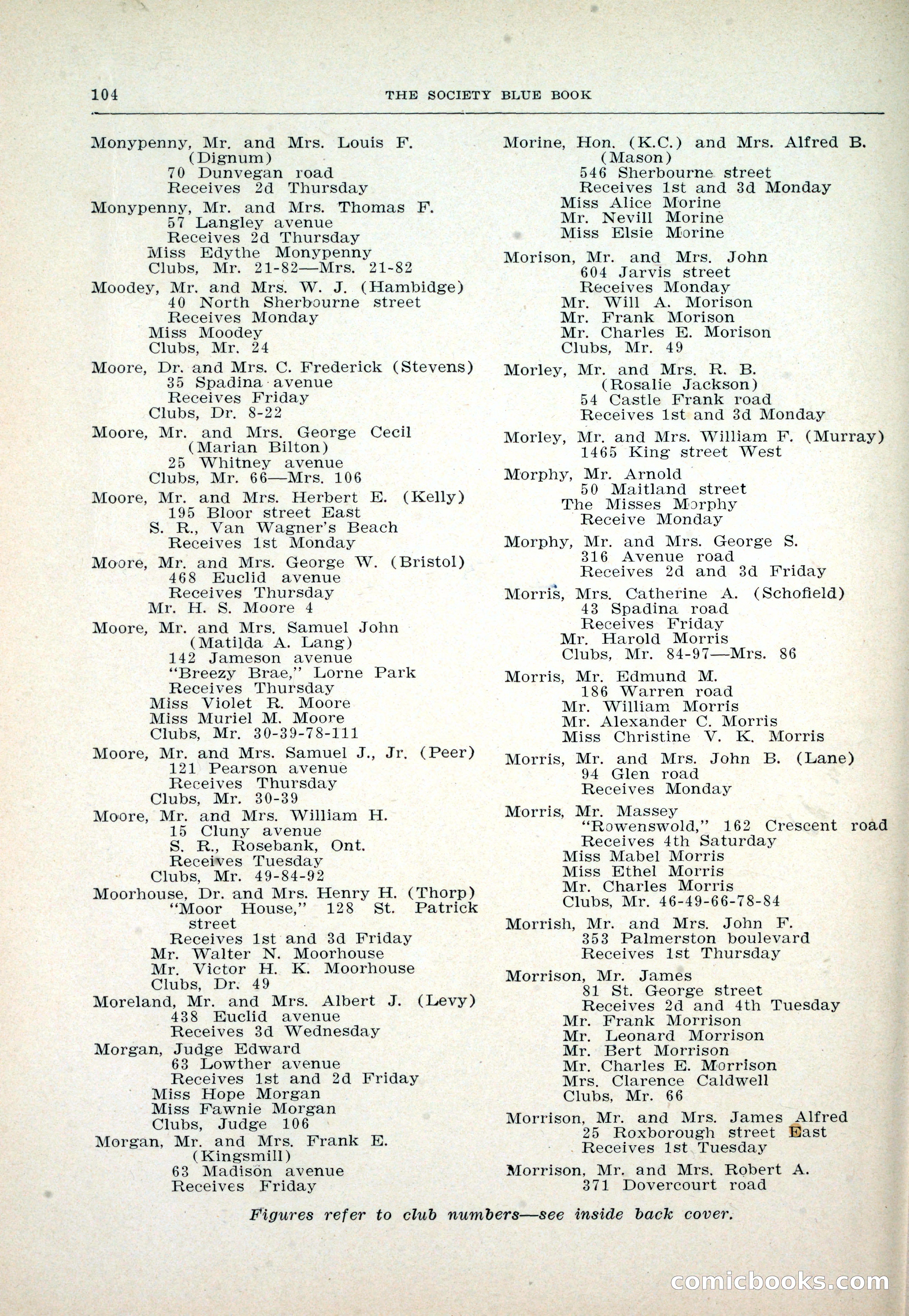 Dau's Blue Book: Toronto and Hamilton Social Directory — page 104 of 214
