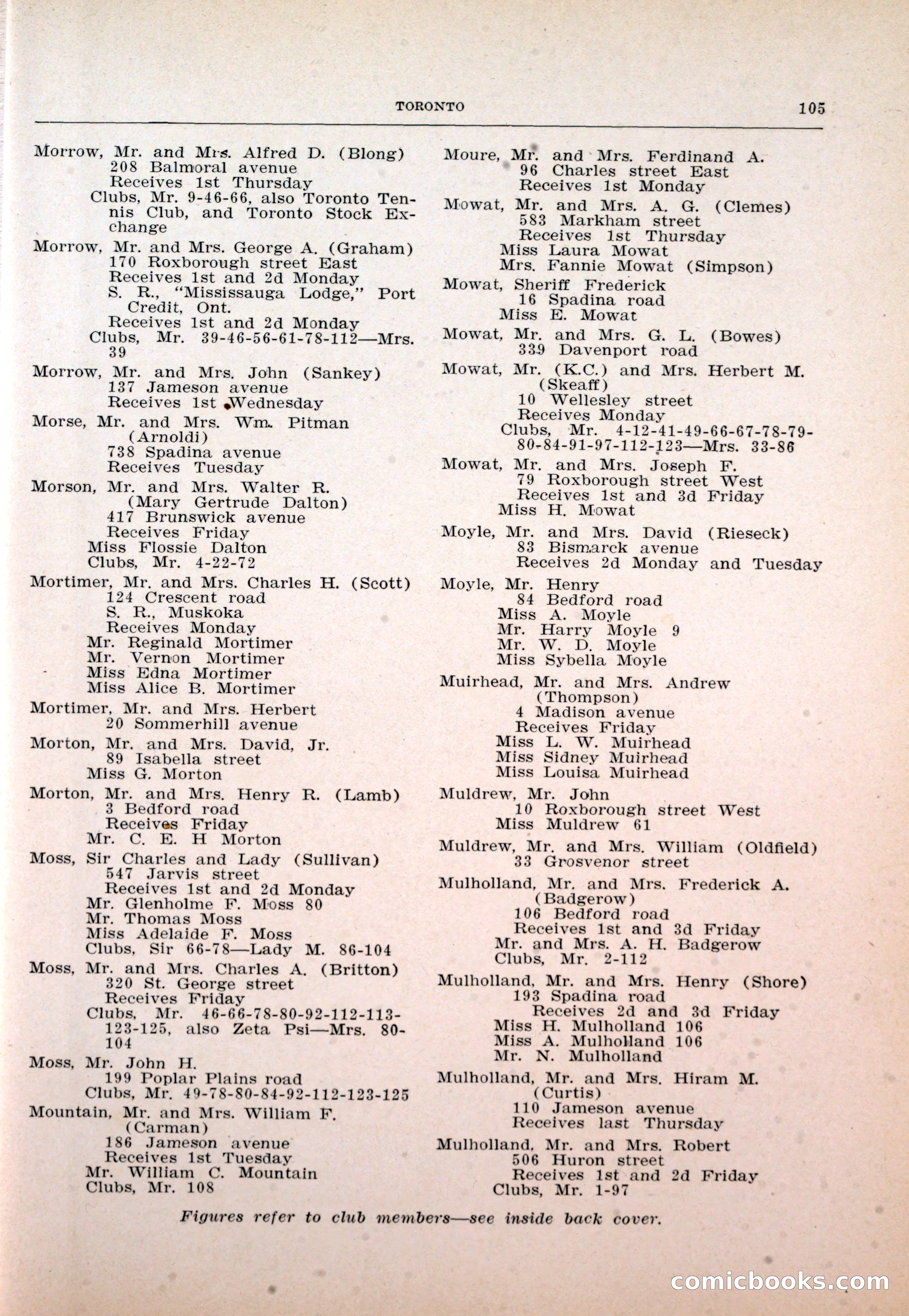 Dau's Blue Book: Toronto and Hamilton Social Directory — page 105 of 214