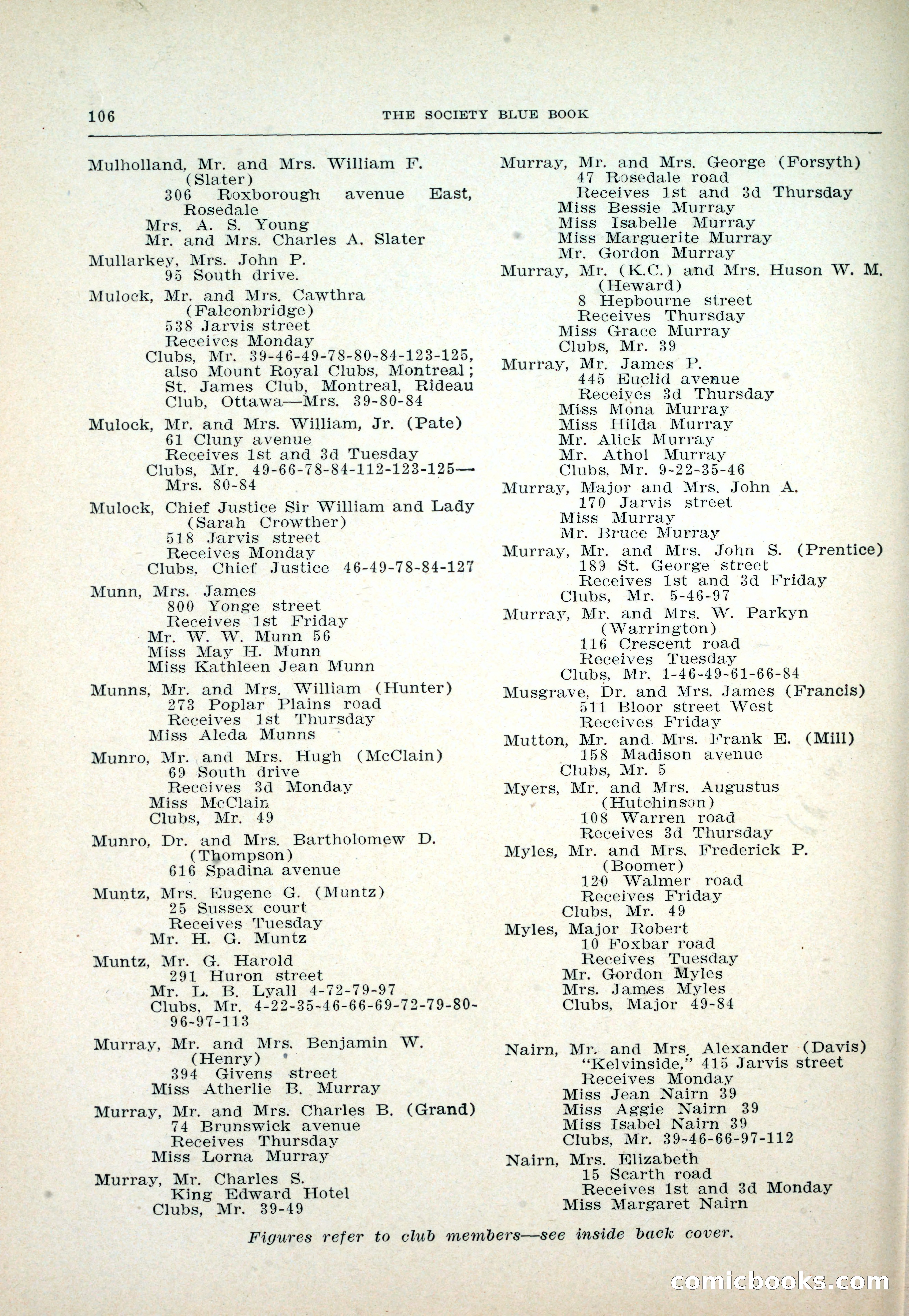 Dau's Blue Book: Toronto and Hamilton Social Directory — page 106 of 214